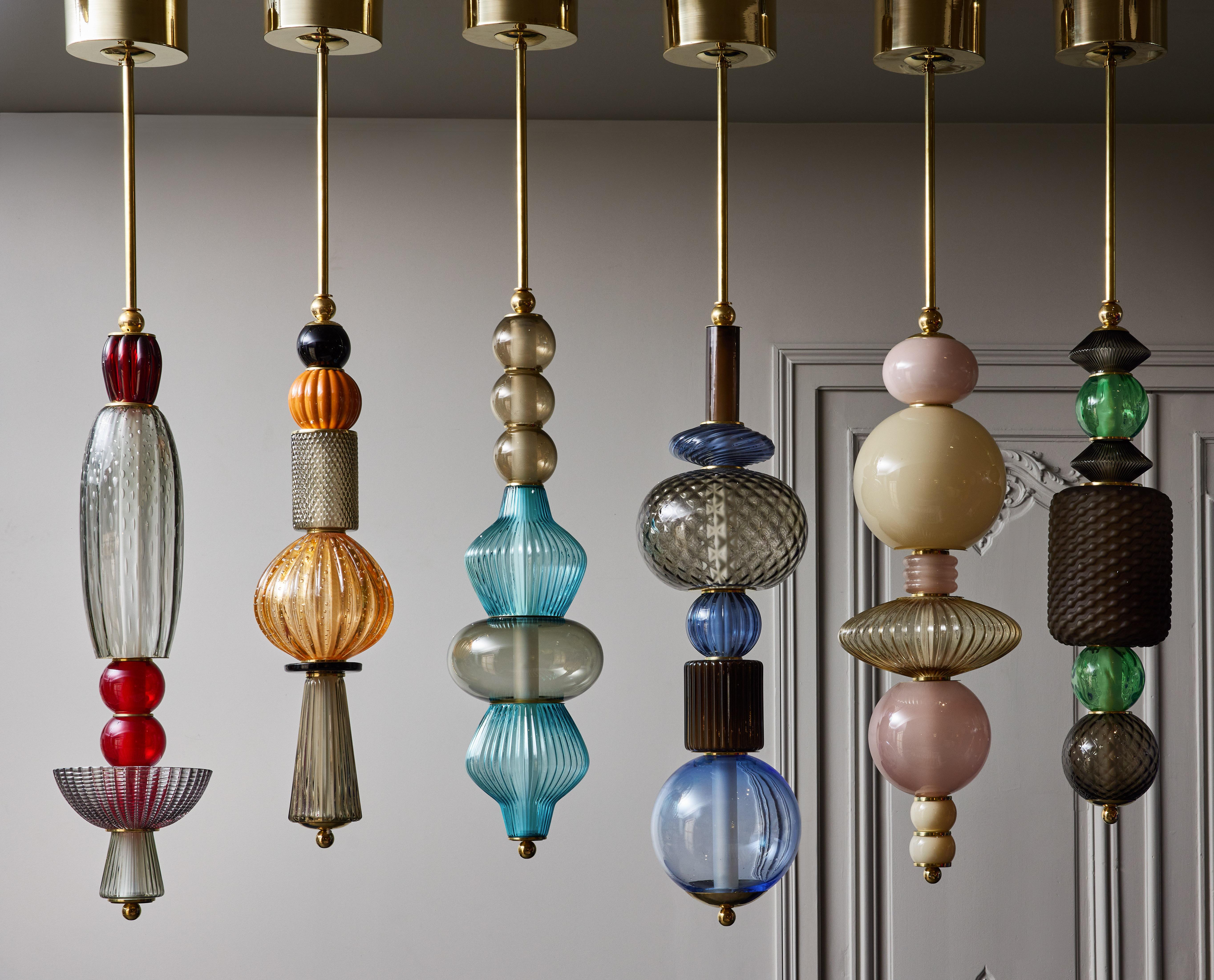 Modern Unique Glass Totem Suspensions by Glustin Luminaires For Sale