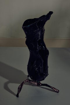Unique Glass Vase in Stainless Steel & Hand-Blown Glass by Michael Gittings