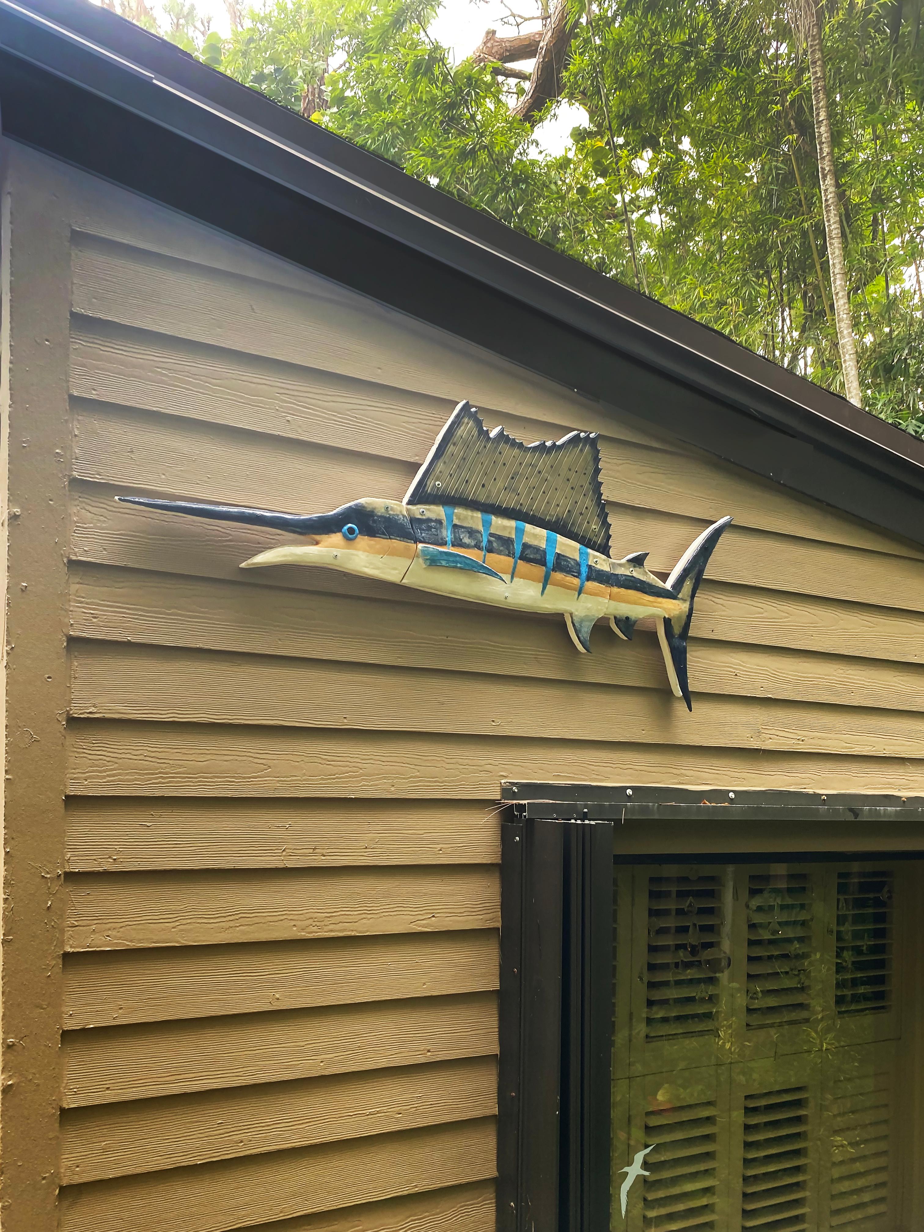 Unique Glazed Ceramic Sailfish Wall Sculpture by Florida Artist Rexx Fisher 1/1

Offered for sale is a very large wall-mounted hand-made glazed ceramic wall sculpture mounted on wood of a Sailfish titled 