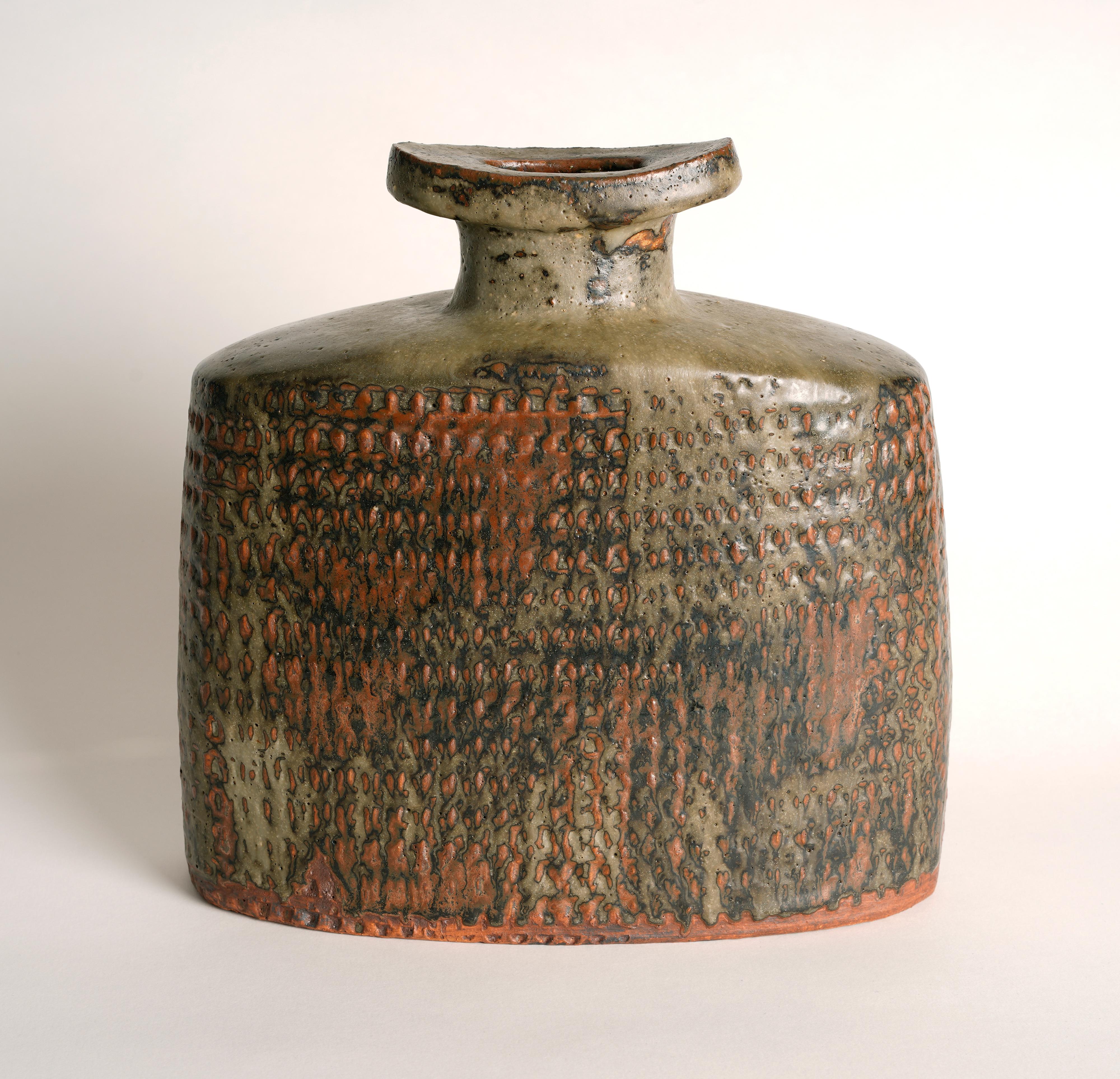 Scandinavo moderno Vaso unico in gres smaltato di Curt Magnus Addin, Svezia, 1985 in vendita