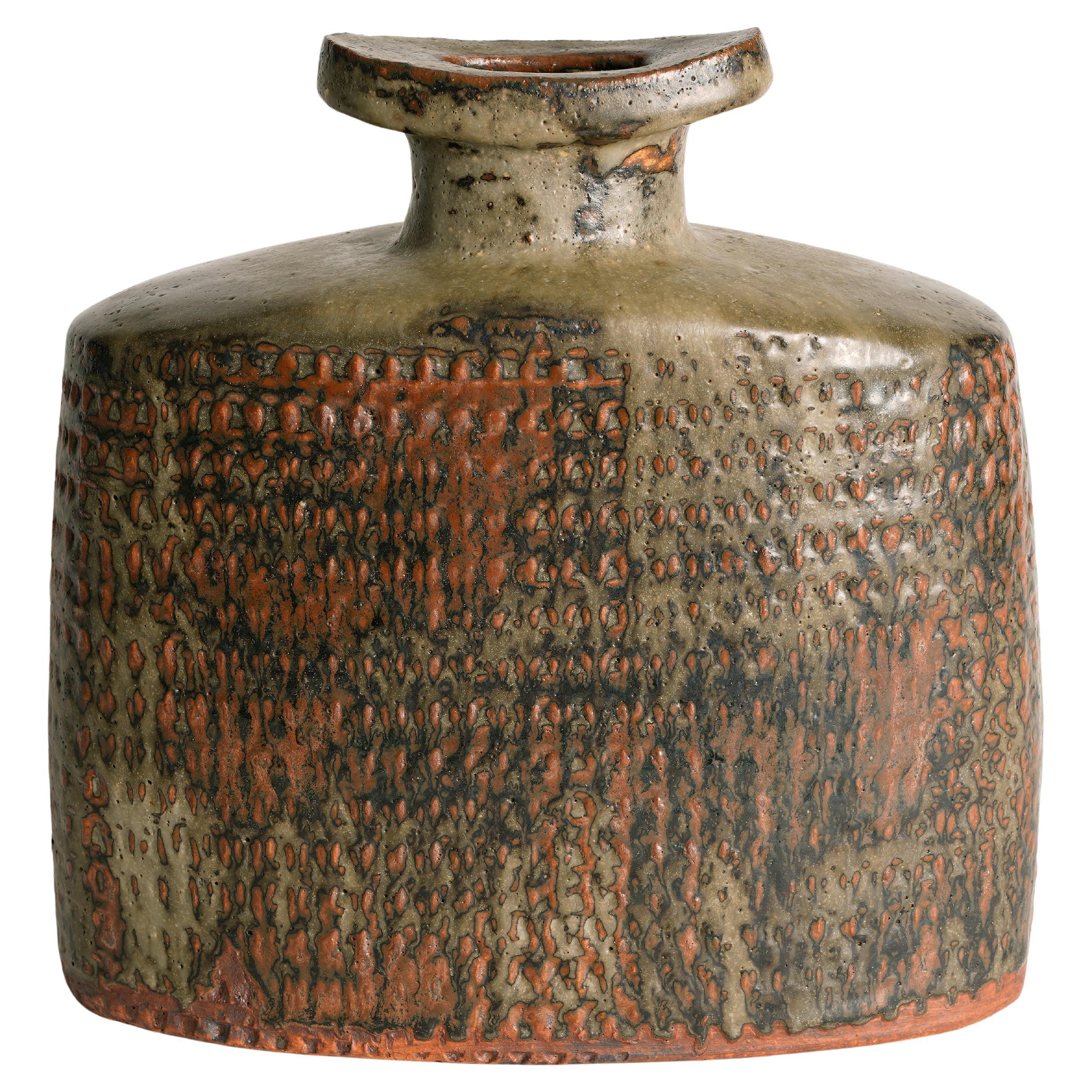 Vaso unico in gres smaltato di Curt Magnus Addin, Svezia, 1985