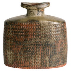 Jarrón único de gres esmaltado de Curt Magnus Addin, Suecia, 1985
