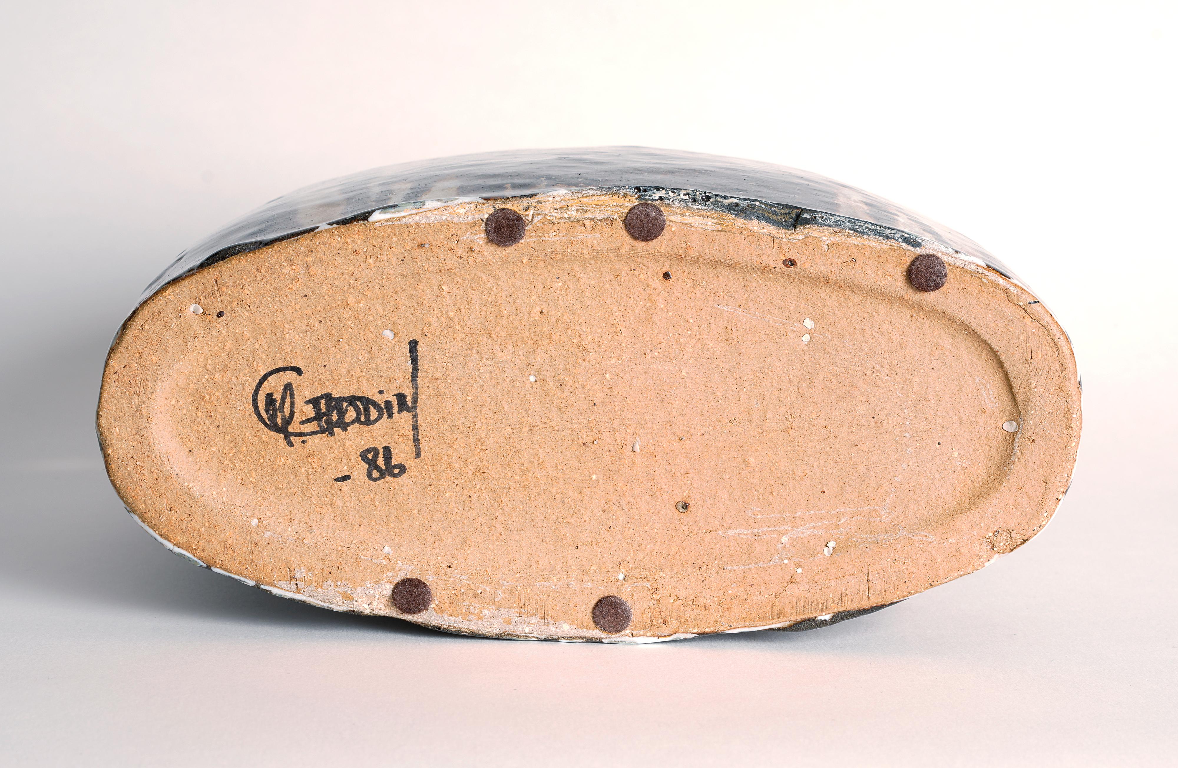 Smaltato Vaso unico in gres smaltato di Curt Magnus Addin, Svezia, 1986 in vendita