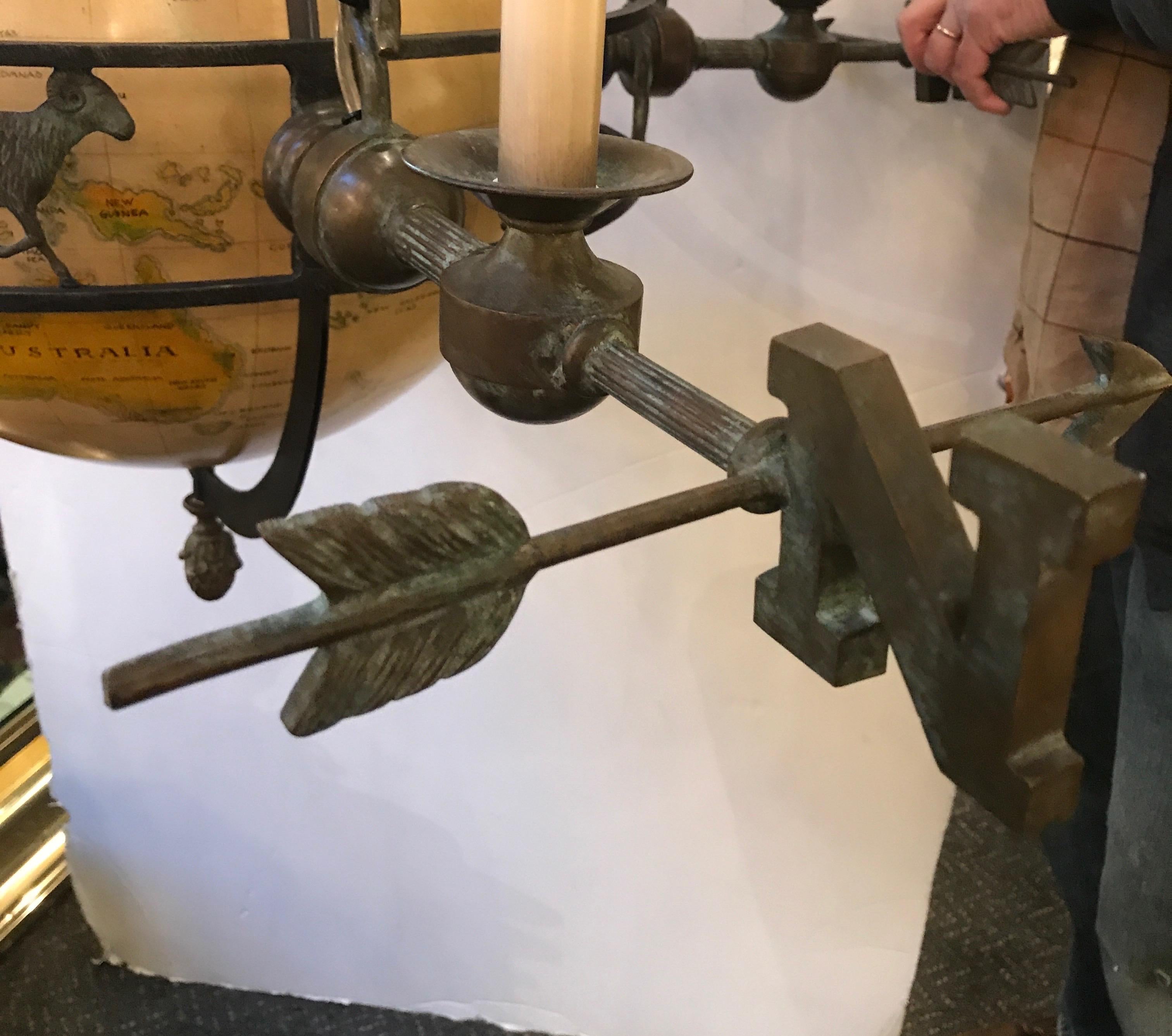 Unique Globe and Bronze Chandelier 7