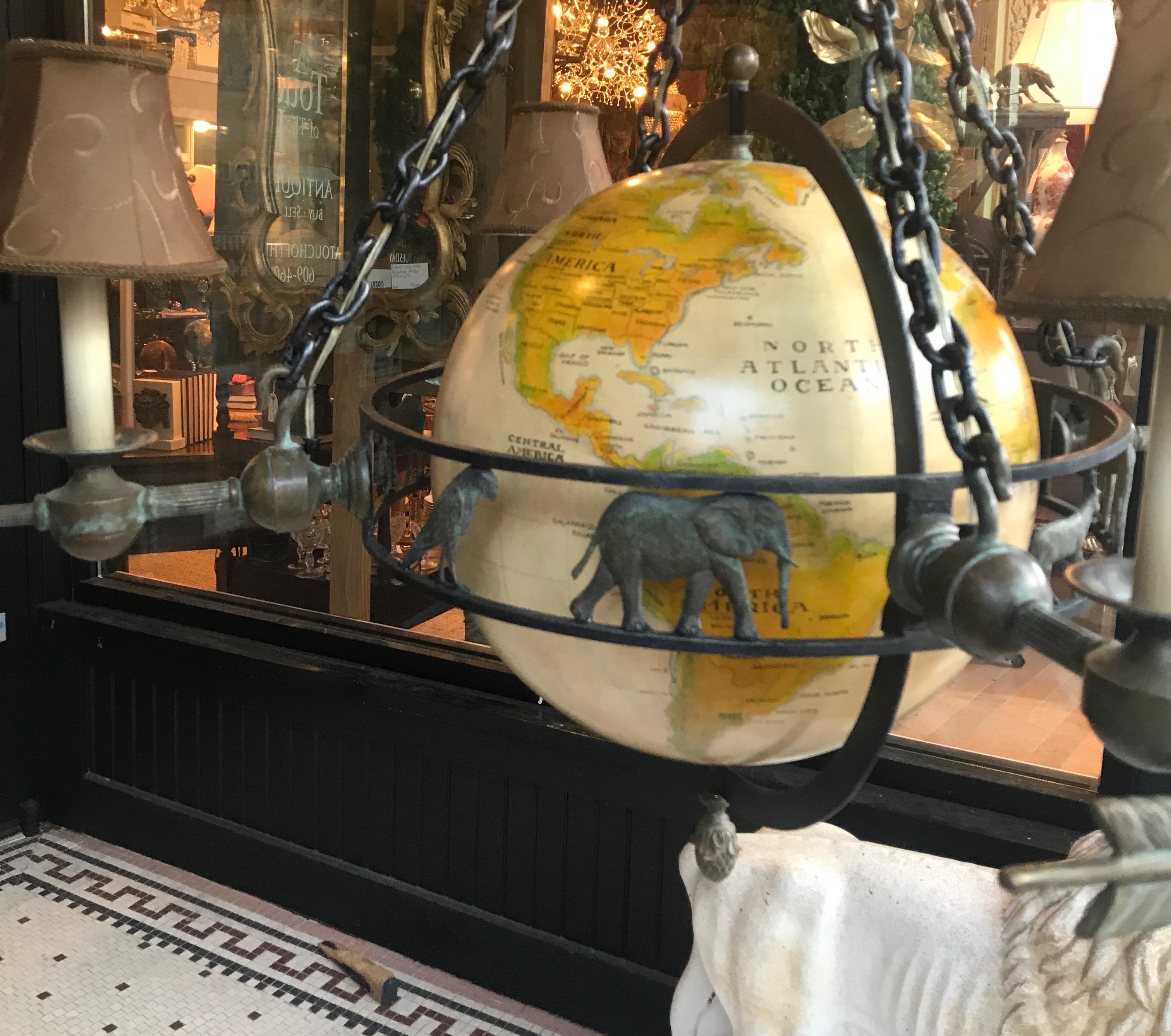Unique Globe and Bronze Chandelier 14