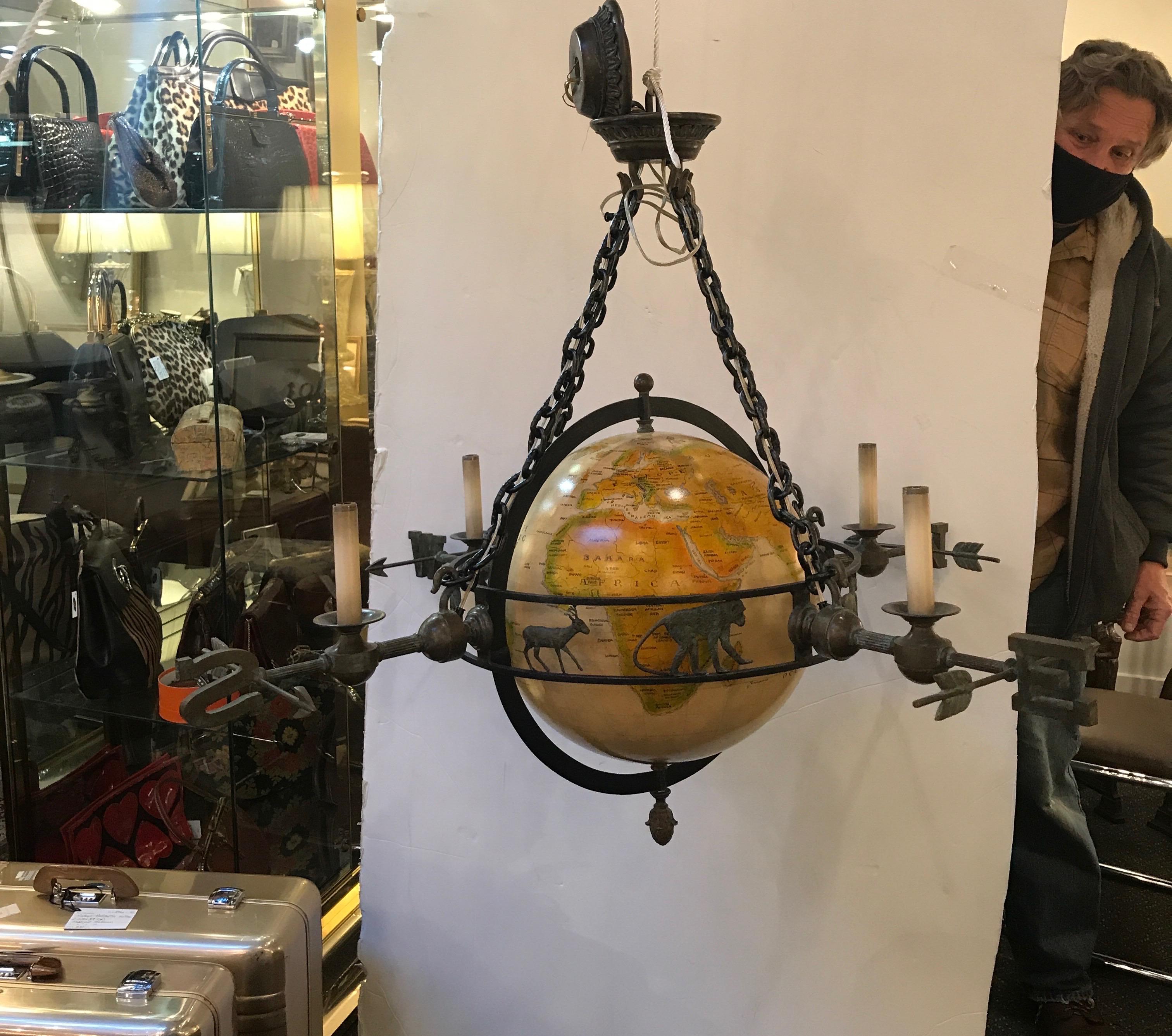 bronze globe chandelier