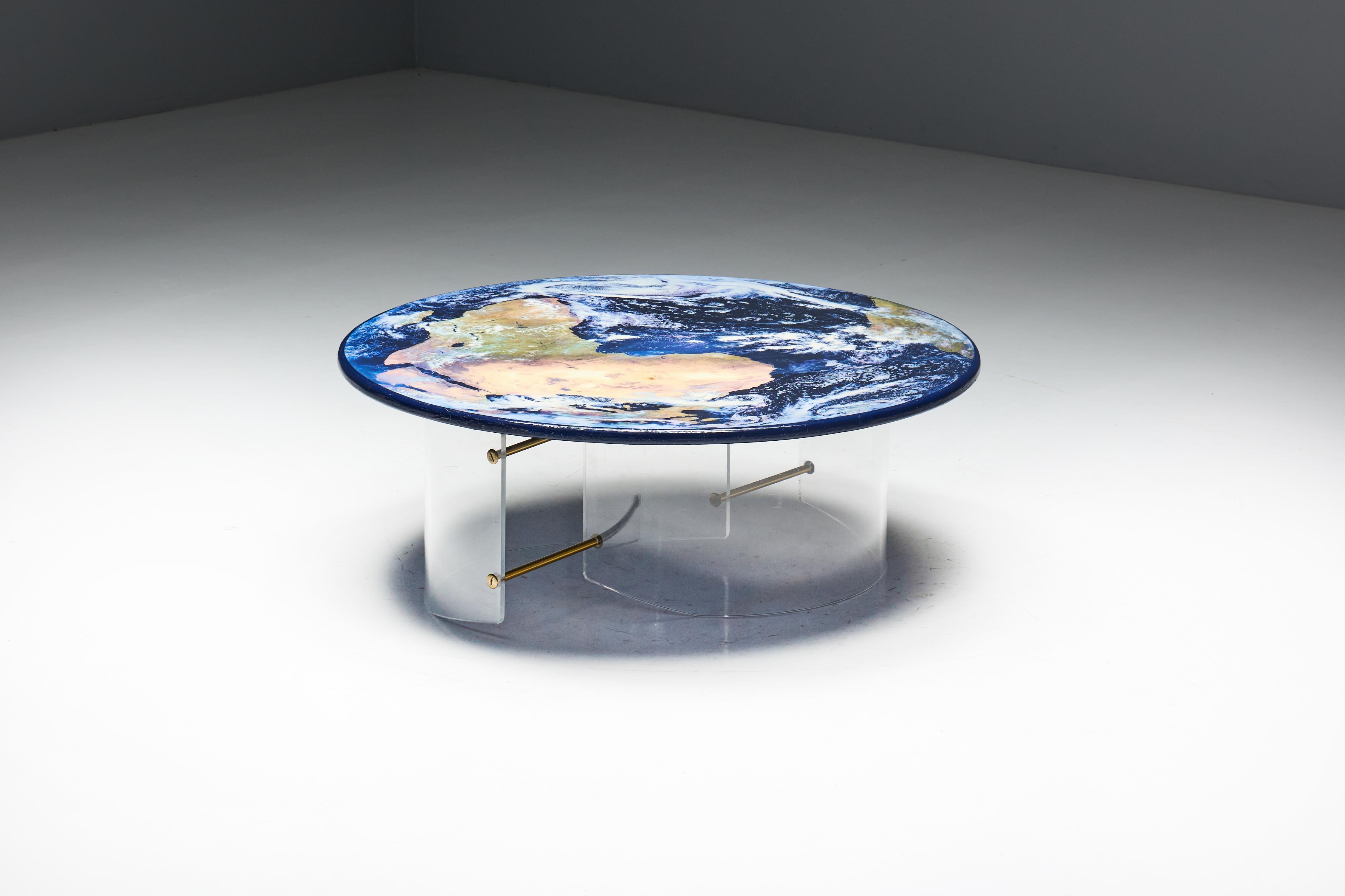 Unique Globe Coffee Table with Plexi Base, 1990s In Good Condition For Sale In Antwerp, BE