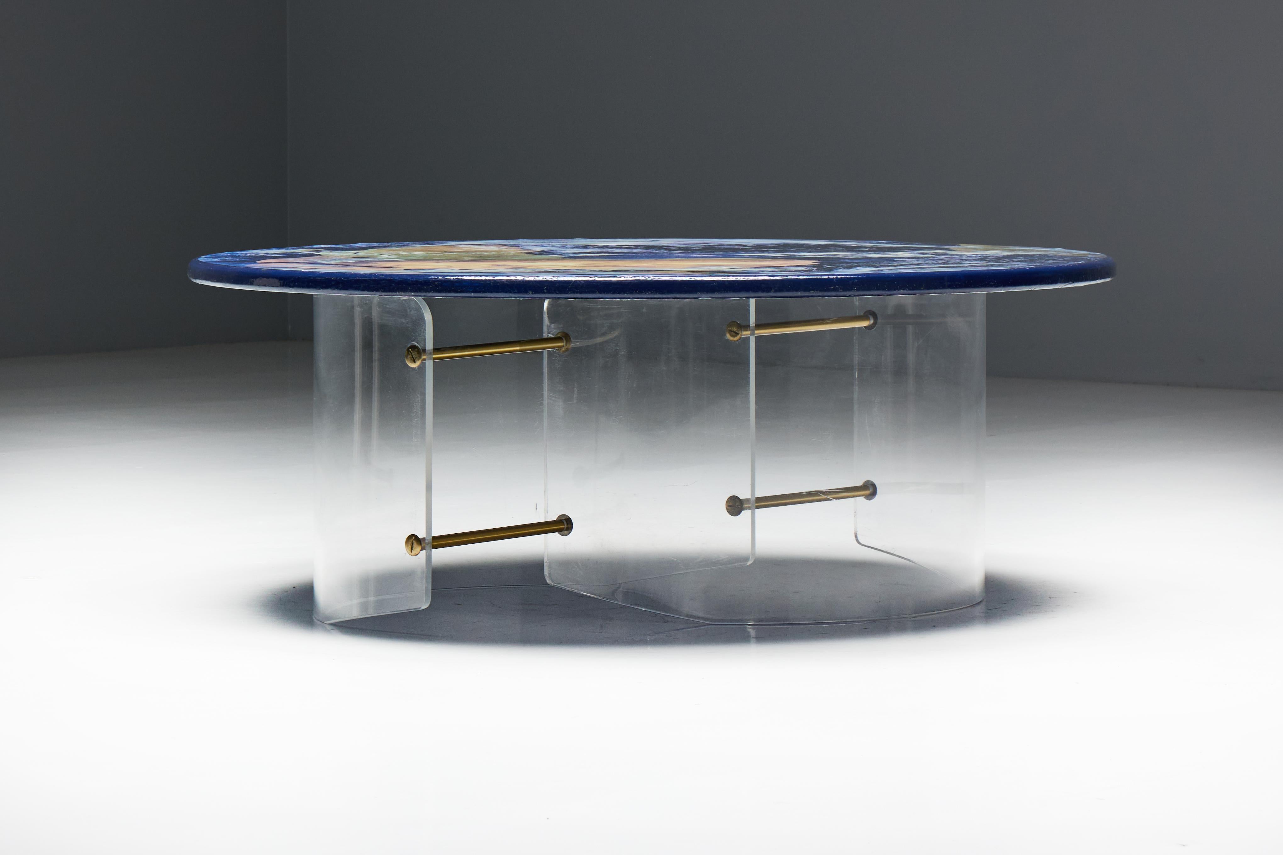 Late 20th Century Unique Globe Coffee Table with Plexi Base, 1990s For Sale