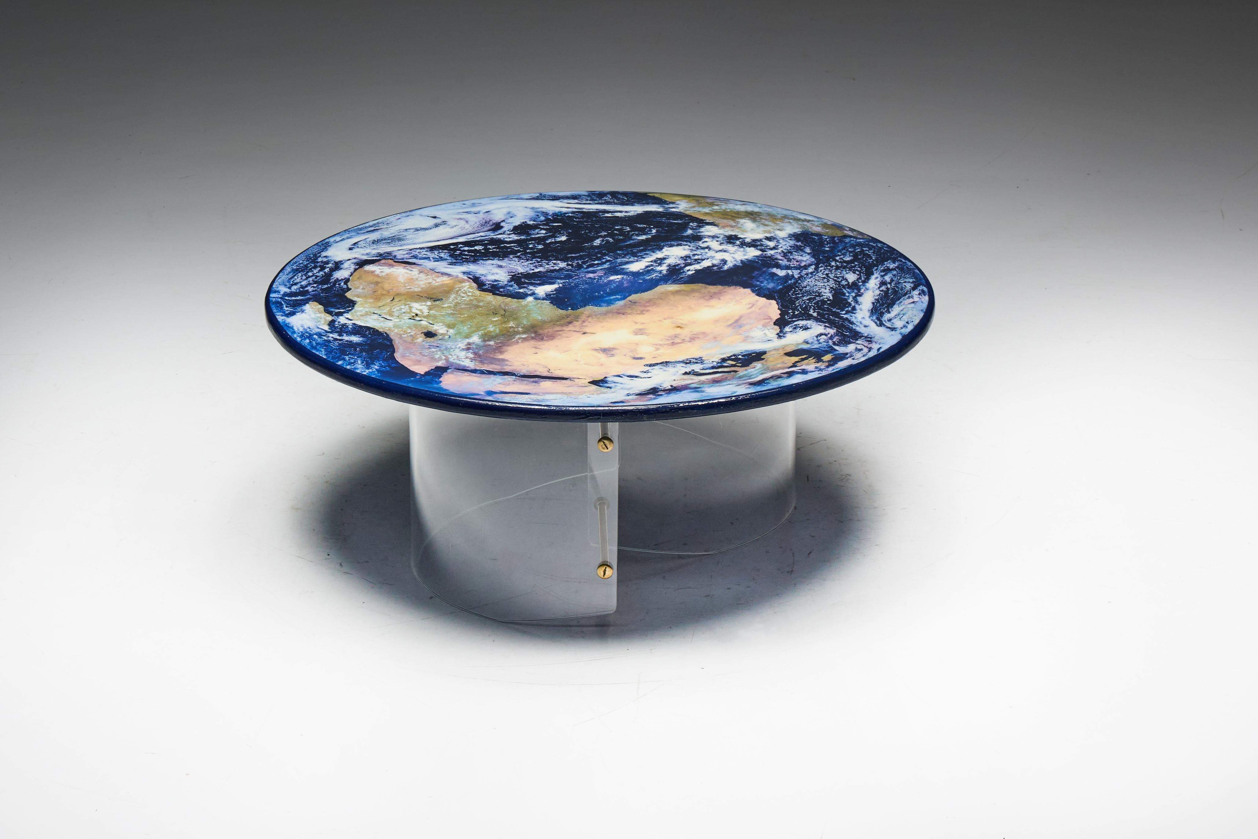 Resin Unique Globe Coffee Table with Plexi Base, 1990s For Sale