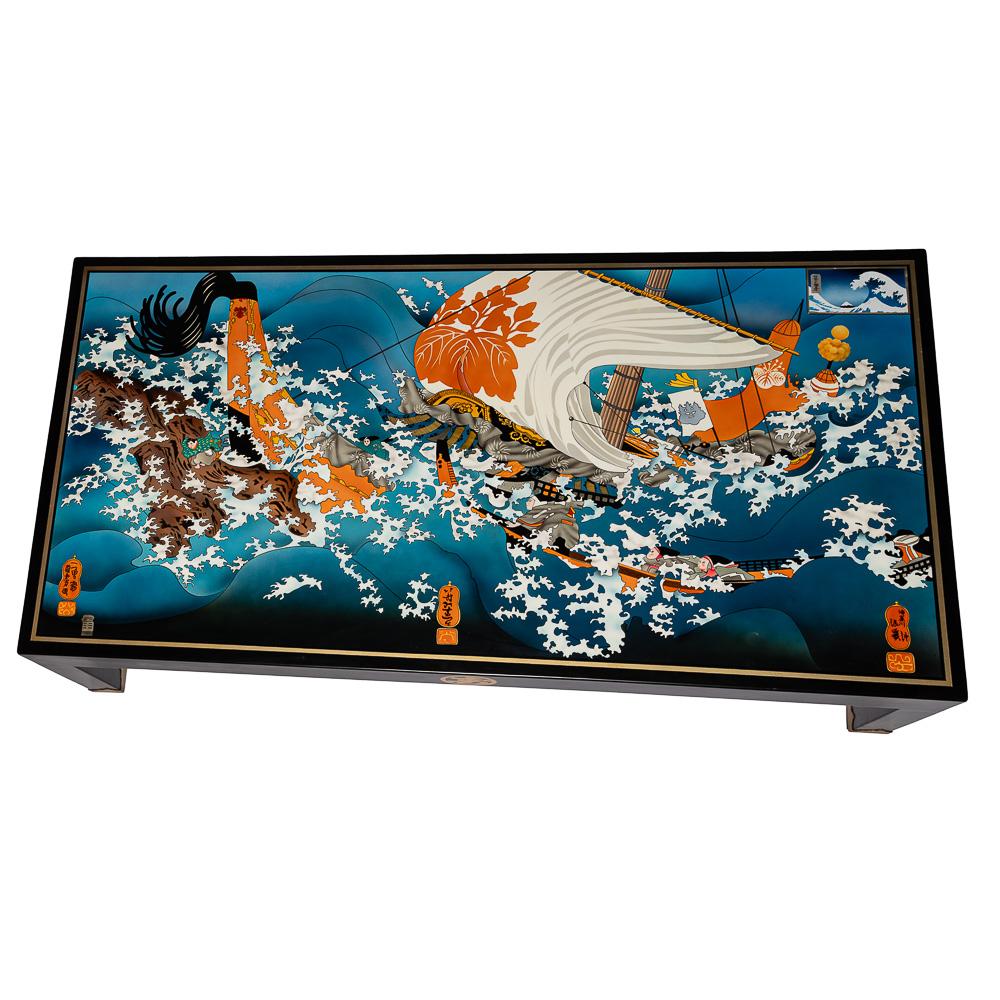 Unique Glow in the Dark Wood and Gold leaf Japanese Salon Table by David Ray For Sale 9