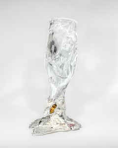 Unique Goblet #04 in Crystal and Silver with Gemstones by Szkło Studio