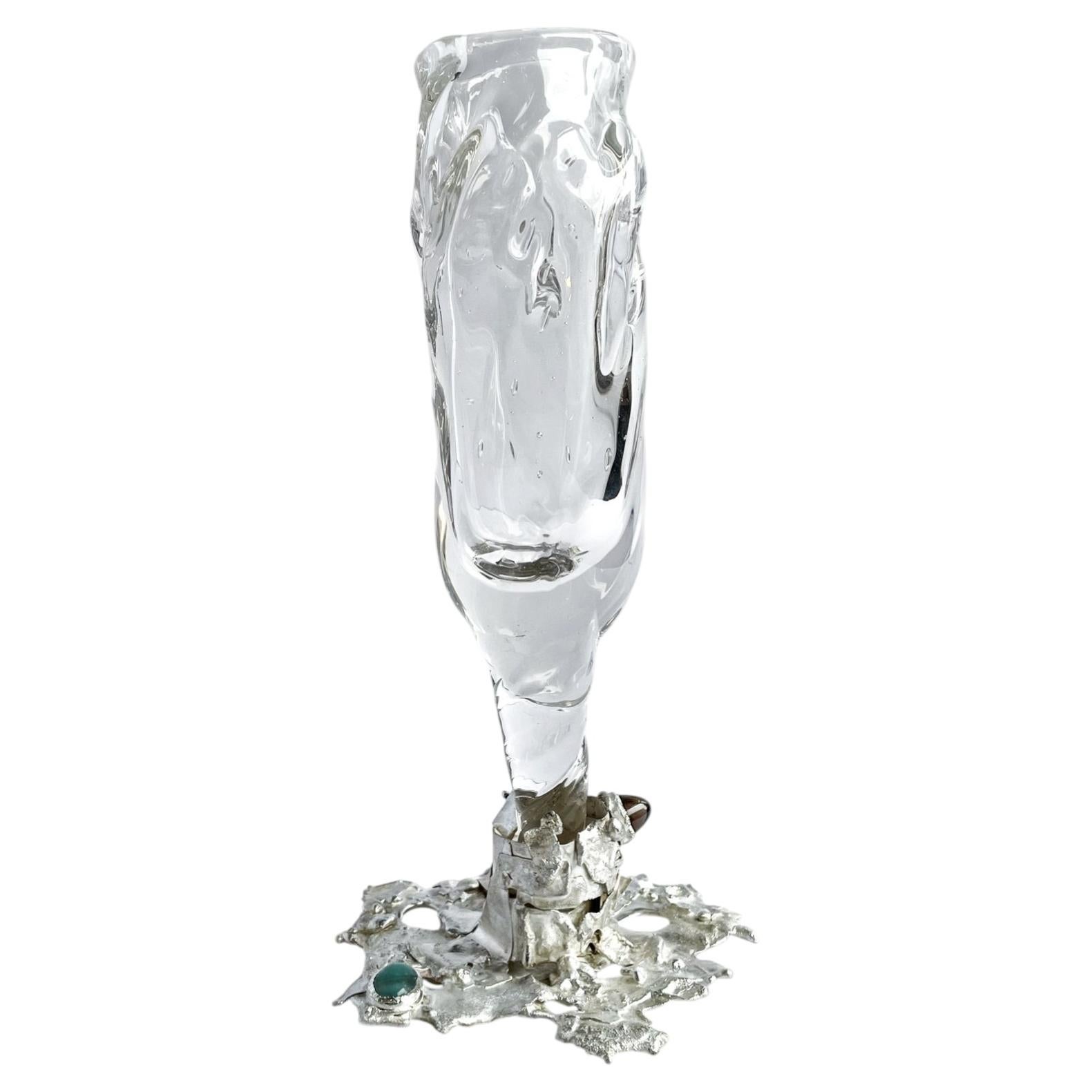 Unique Goblet #06 in Crystal and Silver with Gemstones by Szkło Studio