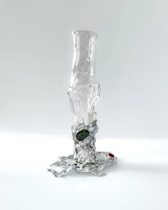 Unique Goblet #07 in Crystal and Silver with Gemstones by Szkło Studio