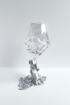 Unique Goblet #09 in Crystal and Silver with Gemstones by Szkło Studio