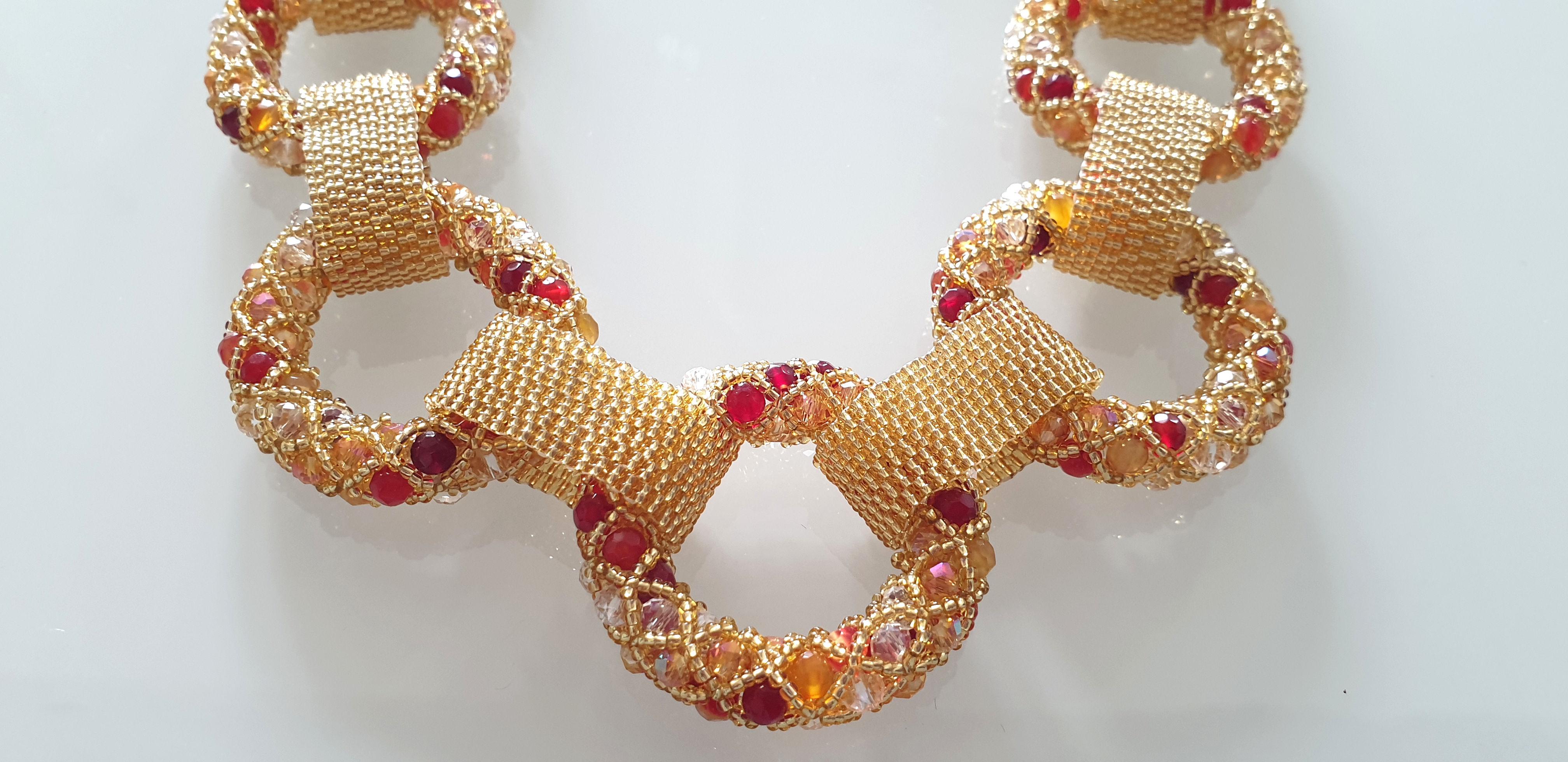 Gold Murano Glass Beaded Fashion Necklace  In New Condition In Dallas, TX