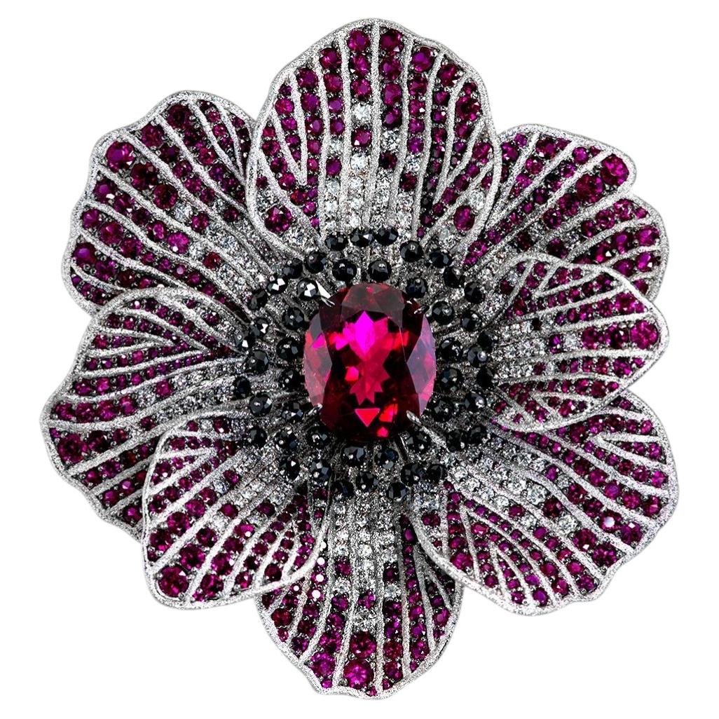 Gold Coronaria Pendant with Tourmalines and Diamonds in 18k Gold by Alex Soldier
