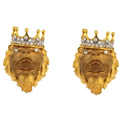 Unique Gold & Diamond Lion Cufflinks
