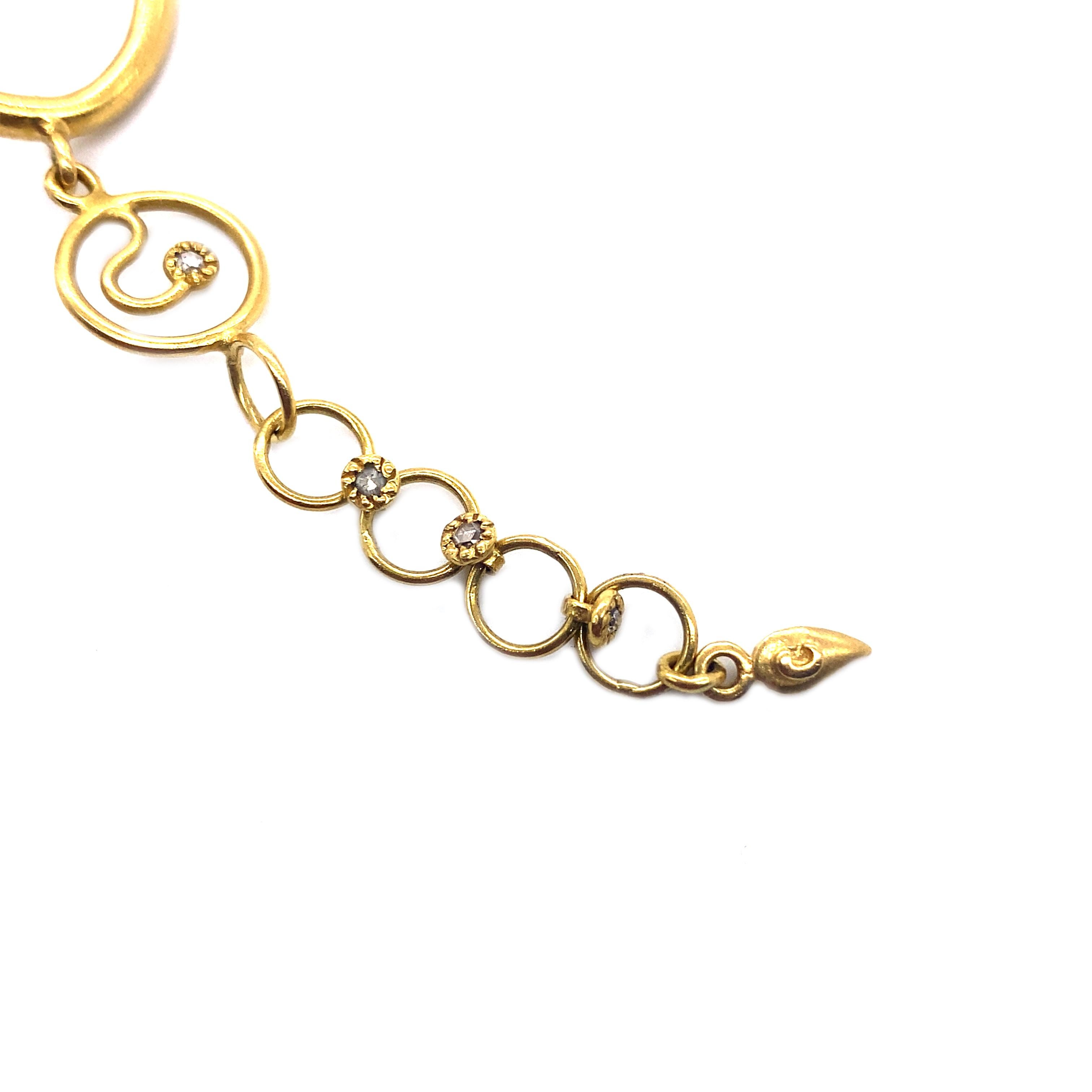 Round Cut Unique Gold Huggy Hoops Link Bracelet with 0.31 Carat Diamonds For Sale