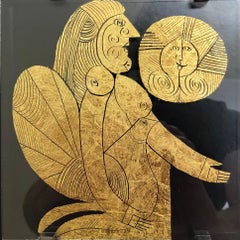 Unique Gold Leaf Artwork, Roger Capron, Vallauris c. 1990