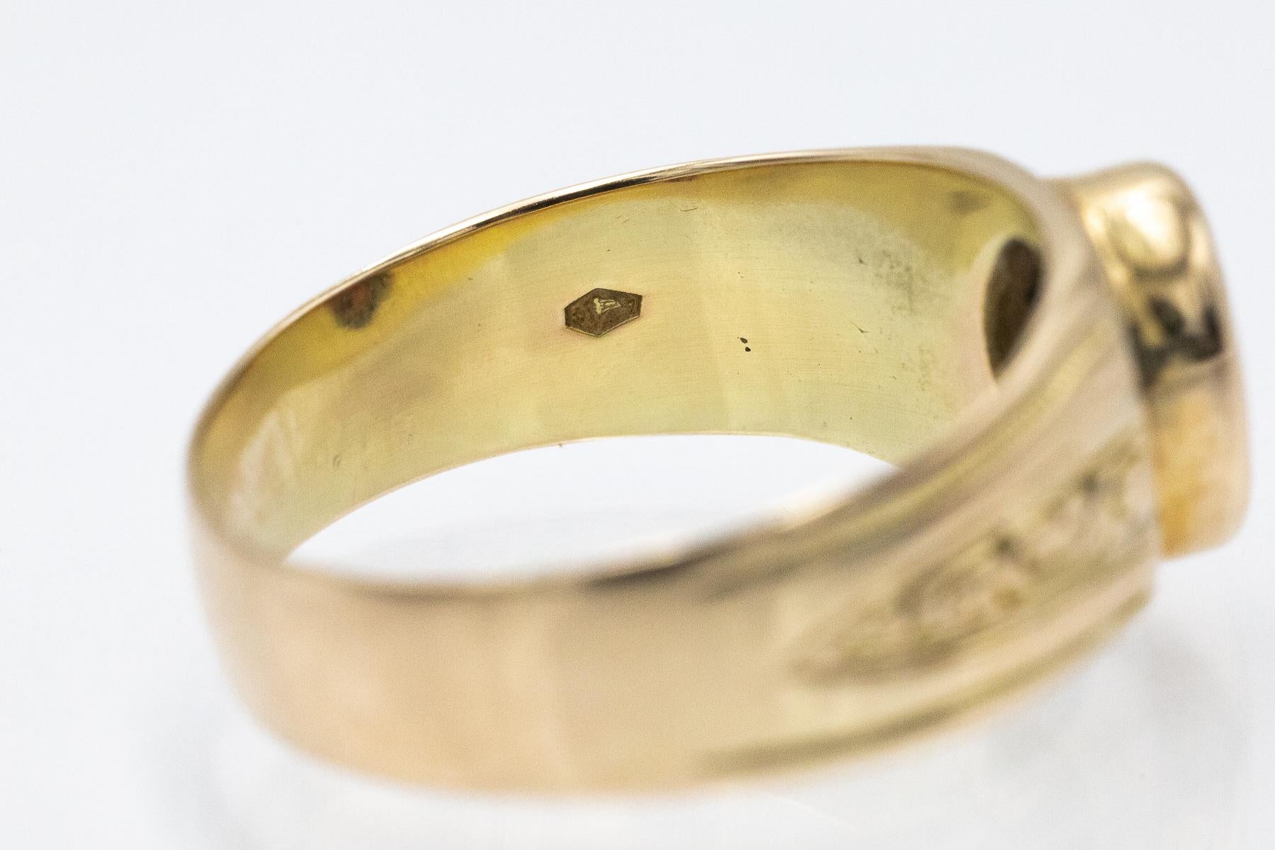 Unique gold ring with a garnet, Austria, turn of the 19th/20th century. For Sale 7