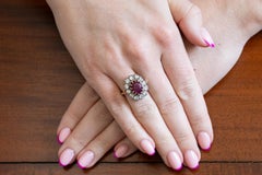 Unique gold ring with ruby and diamonds.