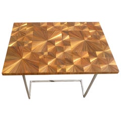 Unique Gold Straw Marquetry Coffee Side Table, France