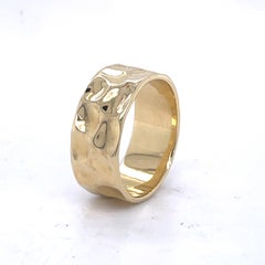 Unique Gold Wedding Band, Texture Gold ring, 14K Yellow gold, thick wedding band