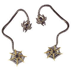 Unique Gothic Handcrafted Diamond Spider 
Web Ear Cuffs in 18k Gold 
Silver