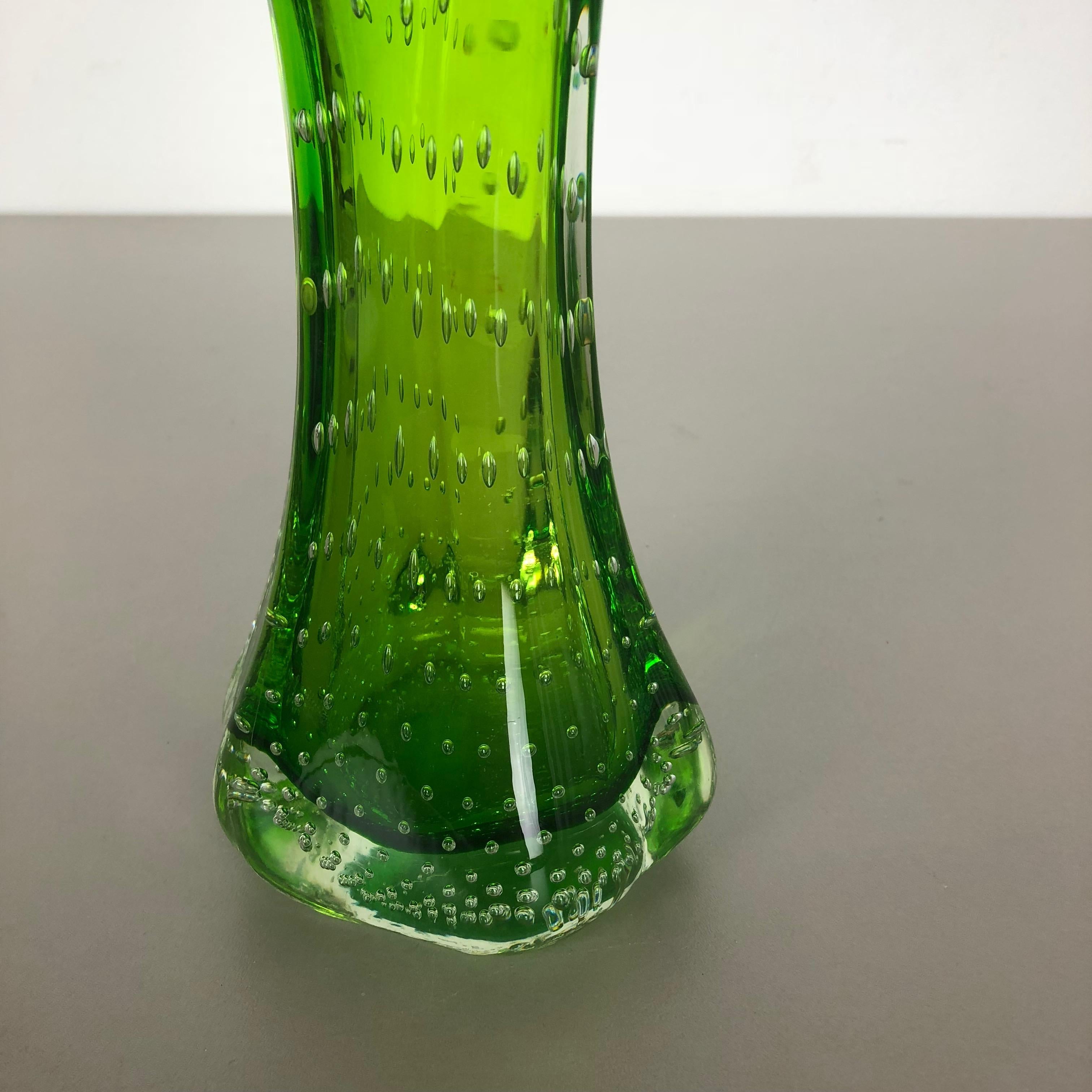 Unique Green Bubble Sommerso Seguso Bullicante Murano Glass Vase, Italy, 1970s 2