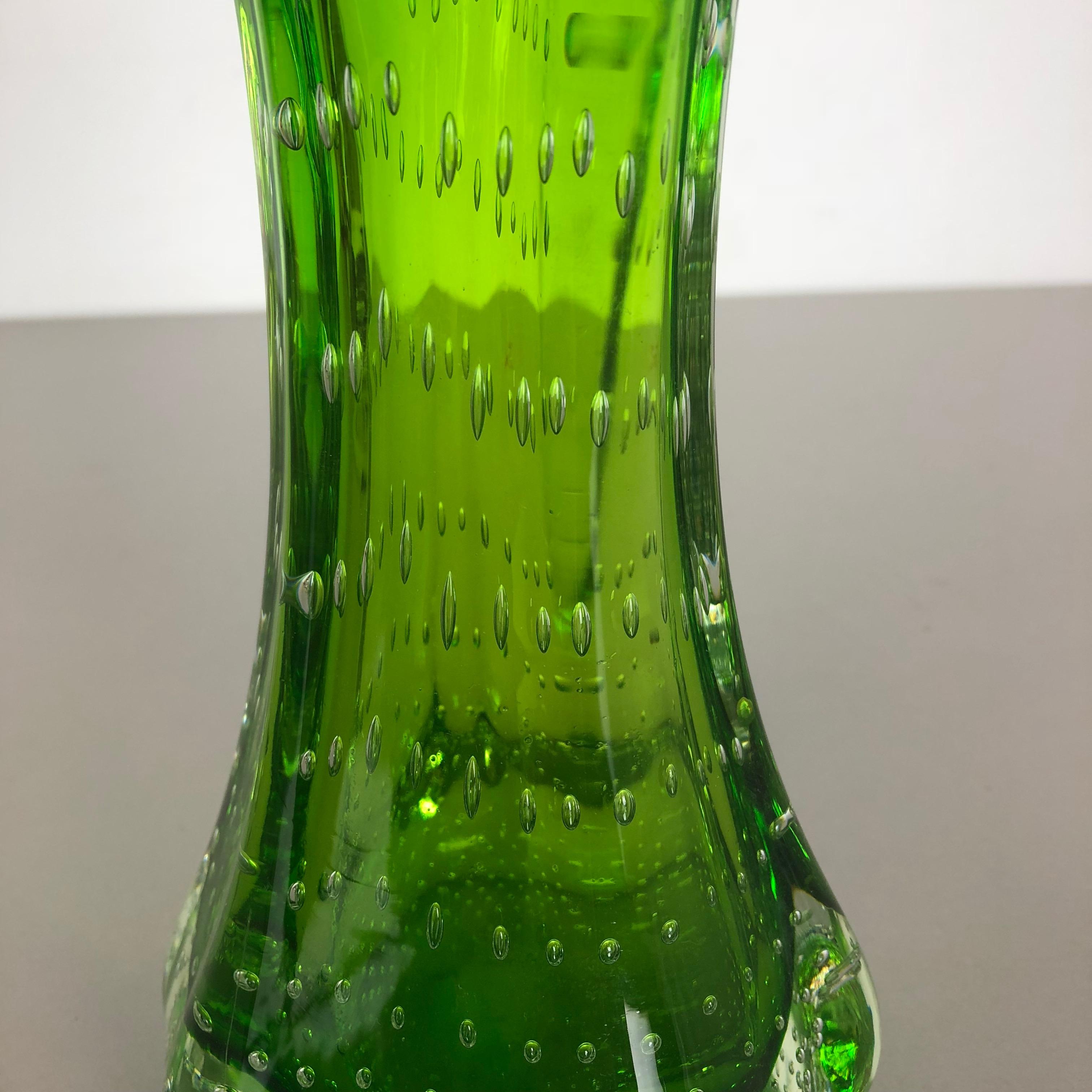 Italian Unique Green Bubble Sommerso Seguso Bullicante Murano Glass Vase, Italy, 1970s