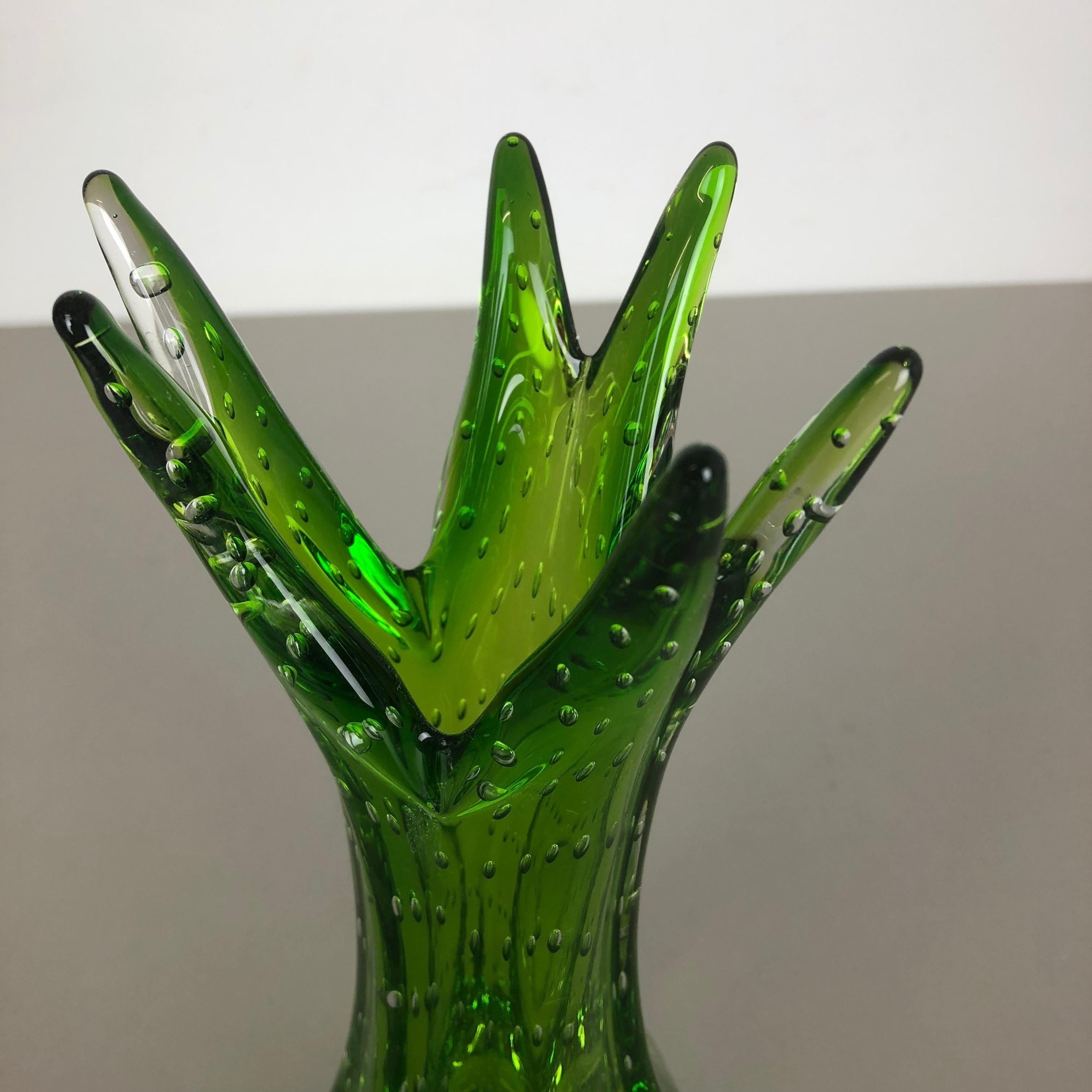Unique Green Bubble Sommerso Seguso Bullicante Murano Glass Vase, Italy, 1970s In Good Condition In Kirchlengern, DE