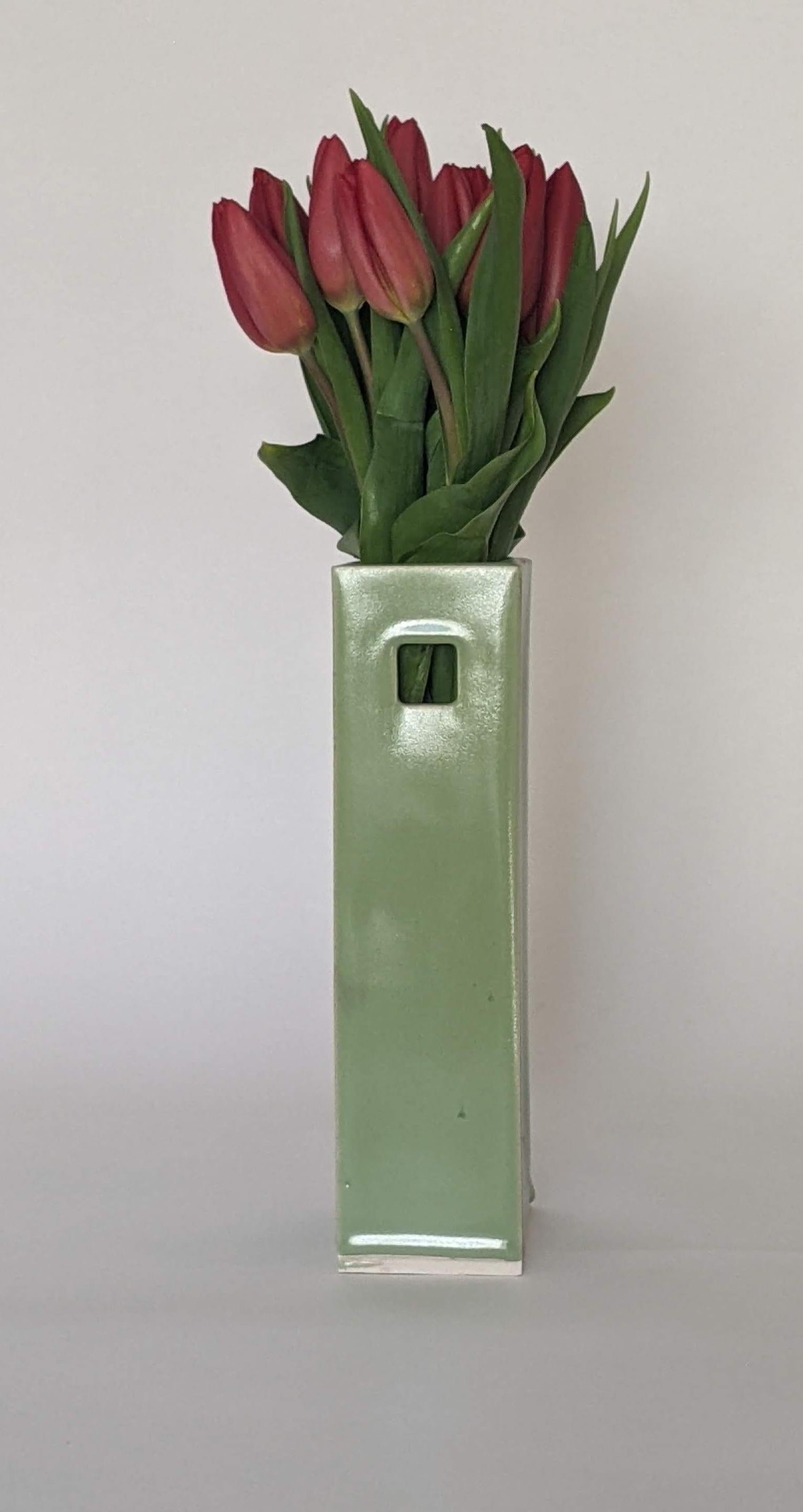 Modern Unique Green Hand-crafted Ceramic Vase (Parliament A) by James Hicks For Sale