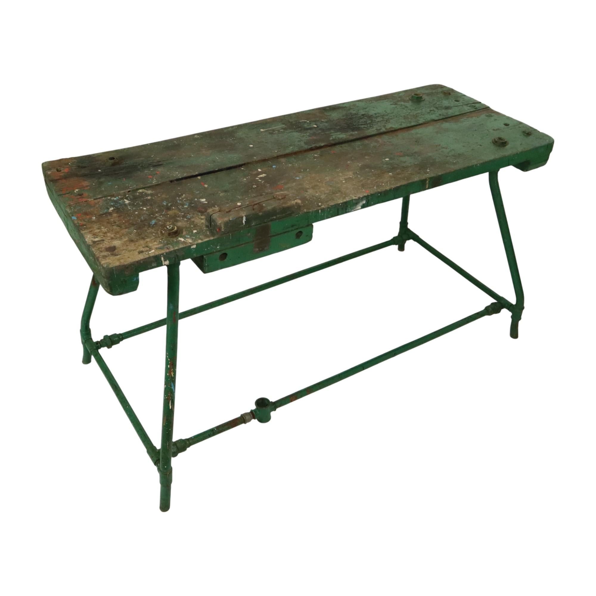 Unico banco da lavoro industriale Greene & Greene Tavolo da lavoro Wood Metal 160cm in vendita 10