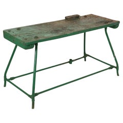 Unique Green Industrial Workbench Work Table Wood Metal 160cm