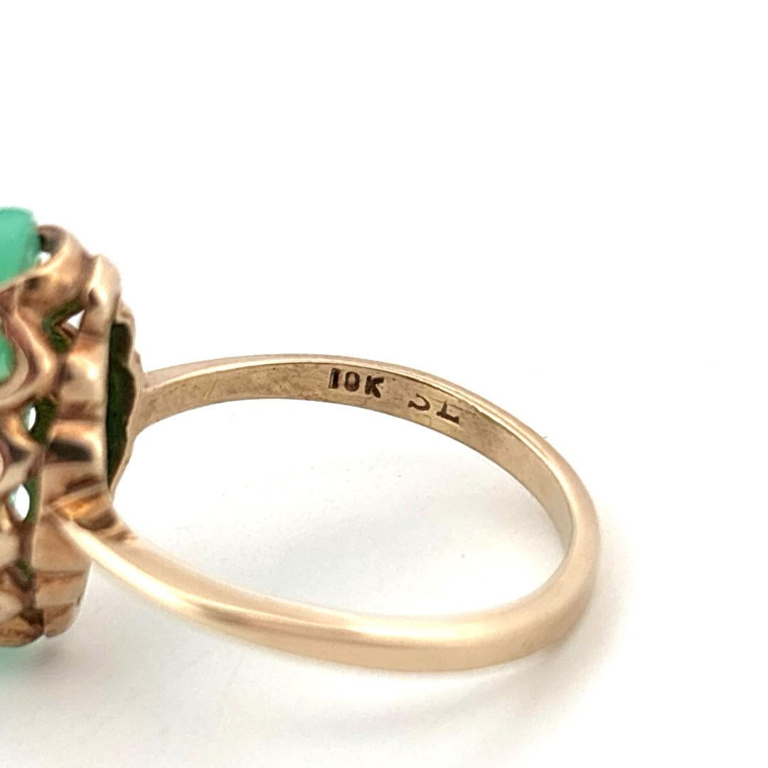 Unique Green Onyx 10K Yellow Gold Vintage Ring en vente 1