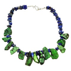 Gemjunky Unique Green Turquoise and Blue Lapis Lazuli Necklace