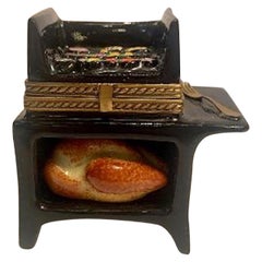 Unique Grill Master Limoges France Hand Painted Barbeque Porcelain Trinket Box