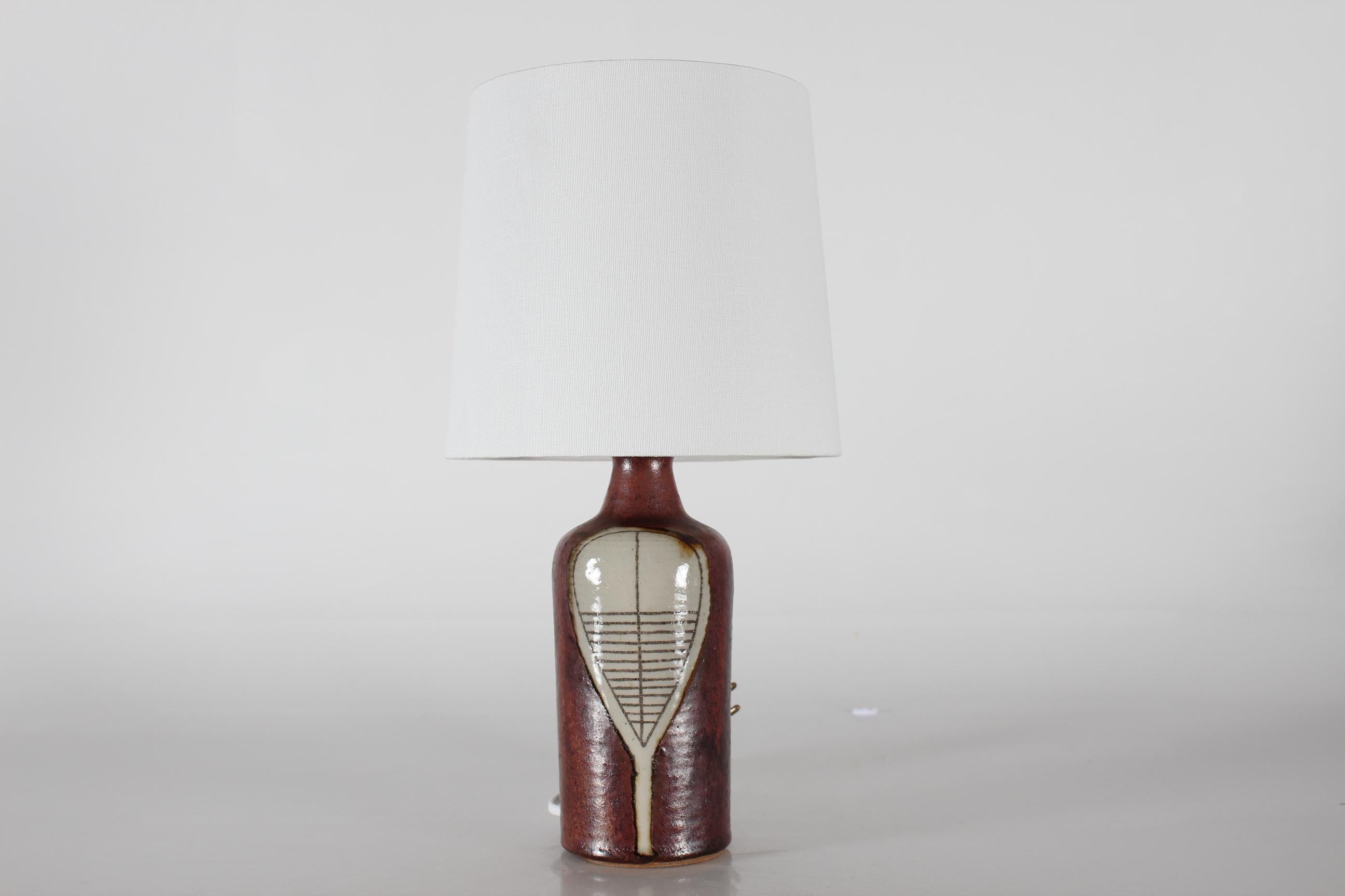 Danish Unique Gunver Bilde Sørensen Sculptural Ceramic Table Lamp New Shade Denmark 70s For Sale