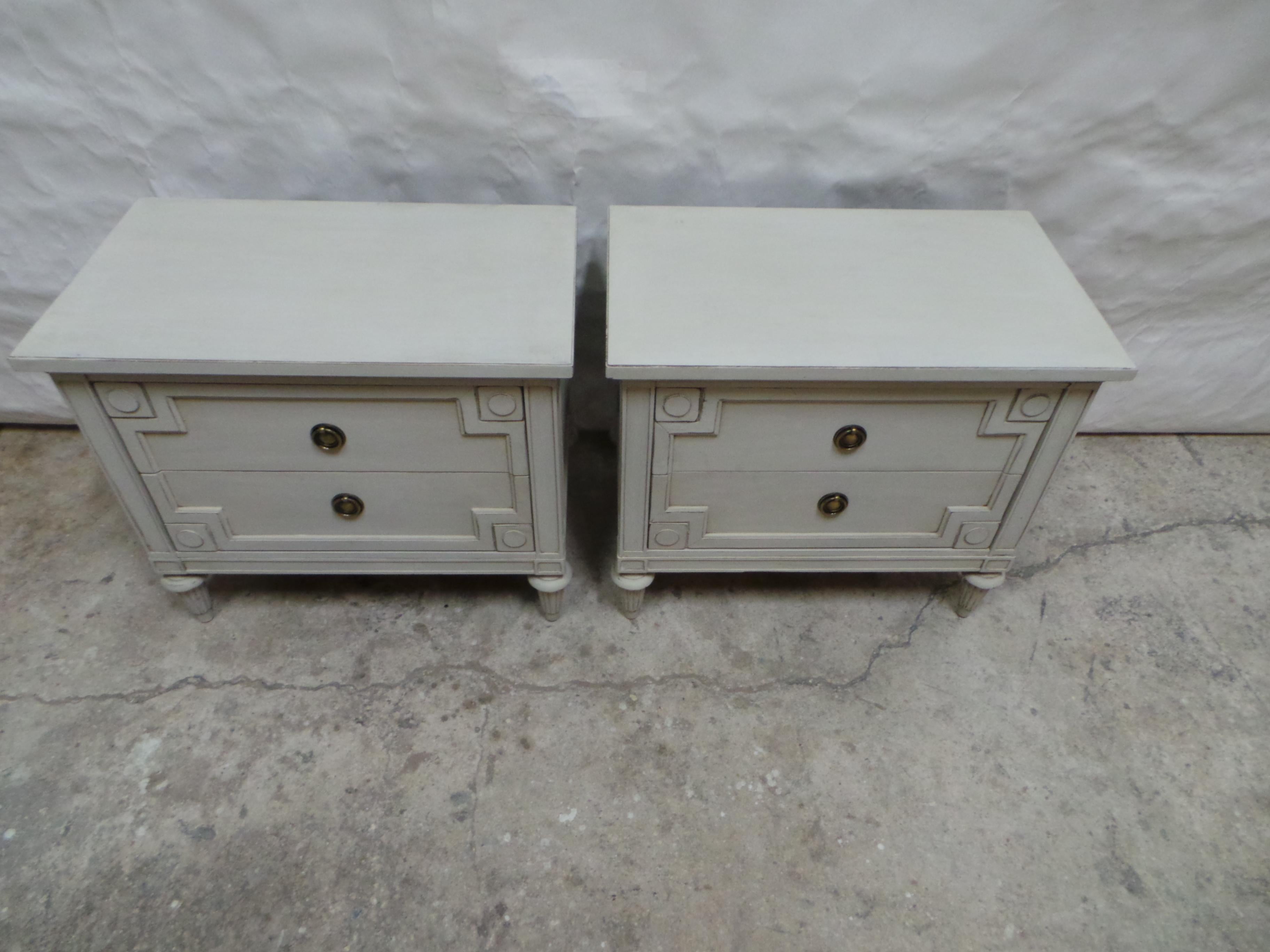 Swedish Unique Gustavian  Style 2 Drawer Nightstands For Sale