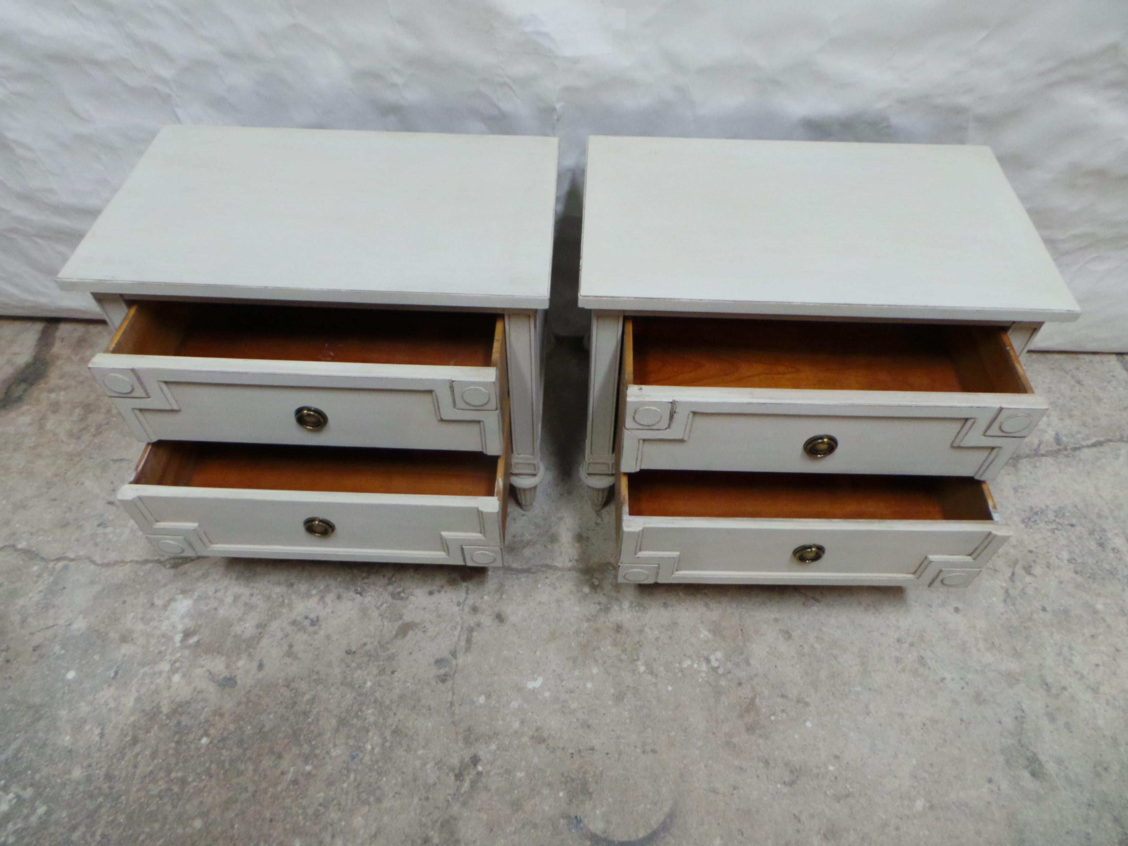 Unique Gustavian  Style 2 Drawer Nightstands In Good Condition In Hollywood, FL
