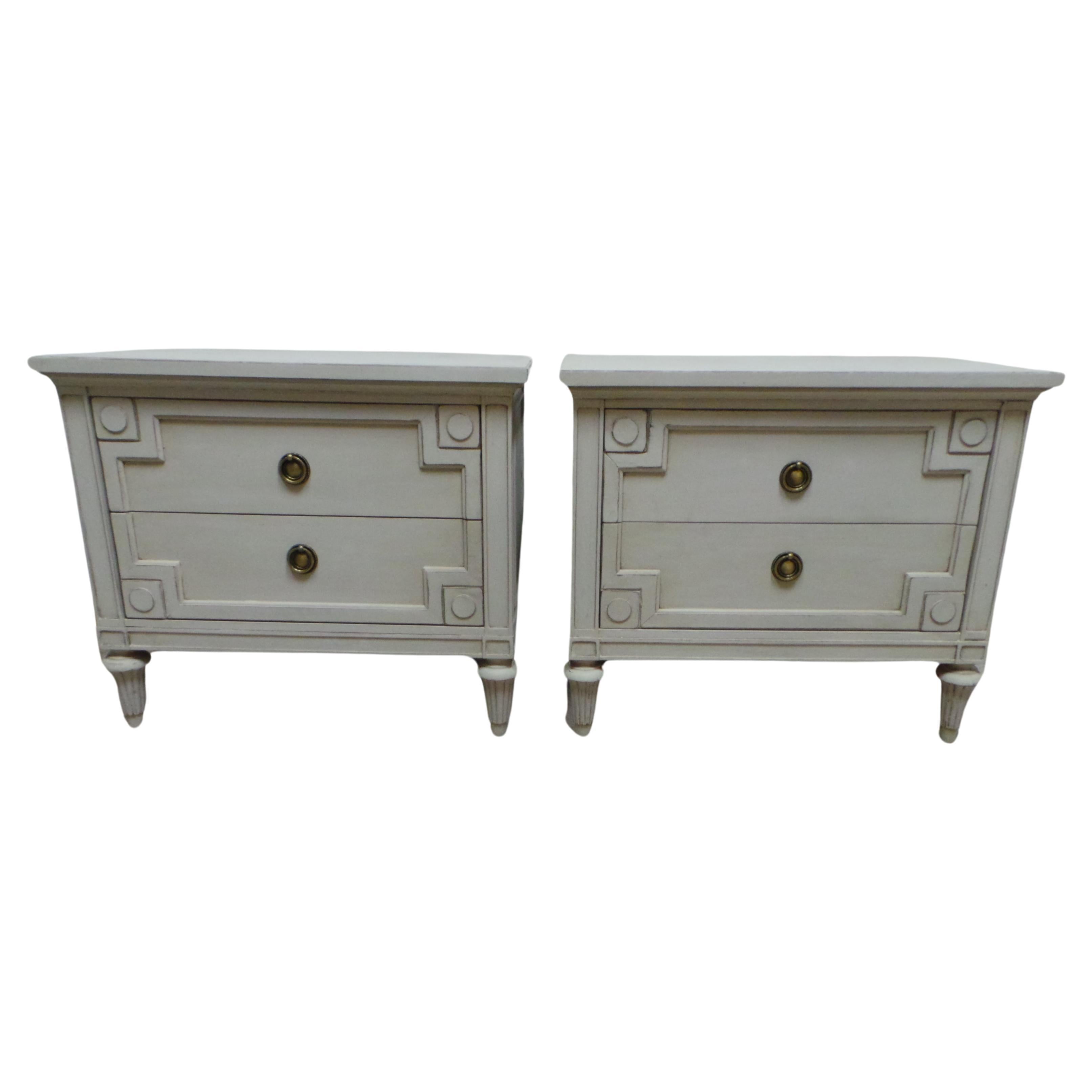 Unique Gustavian  Style 2 Drawer Nightstands For Sale