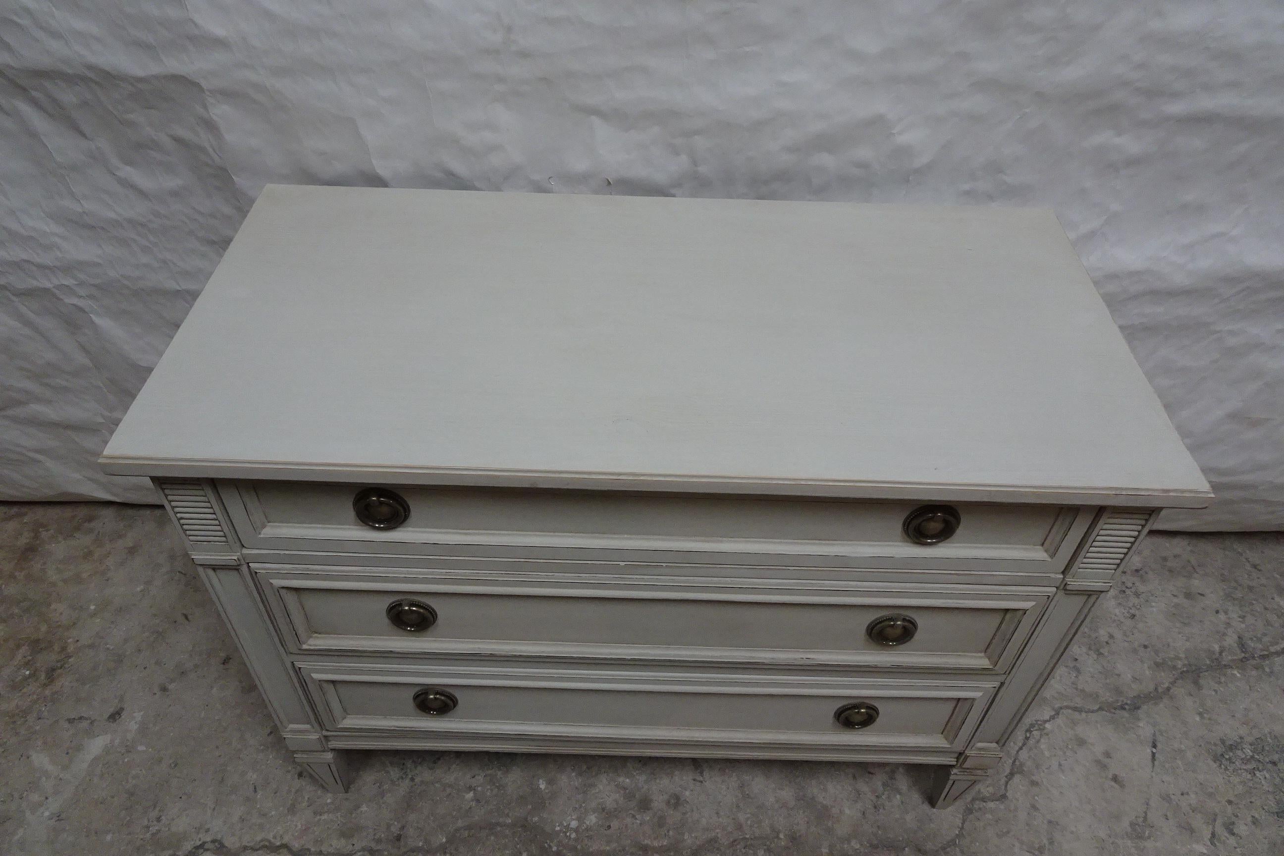 Swedish Unique Gustavian Style 3 Drawer Chest Of Drawers For Sale