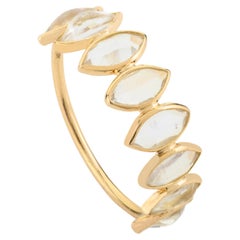 Bague d'éternité unique en or jaune 18 carats avec pierre de lune arc-en-ciel