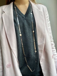 Unique Hammered Handcrafted Silver Sterling White Rhodium Link Chain Necklace