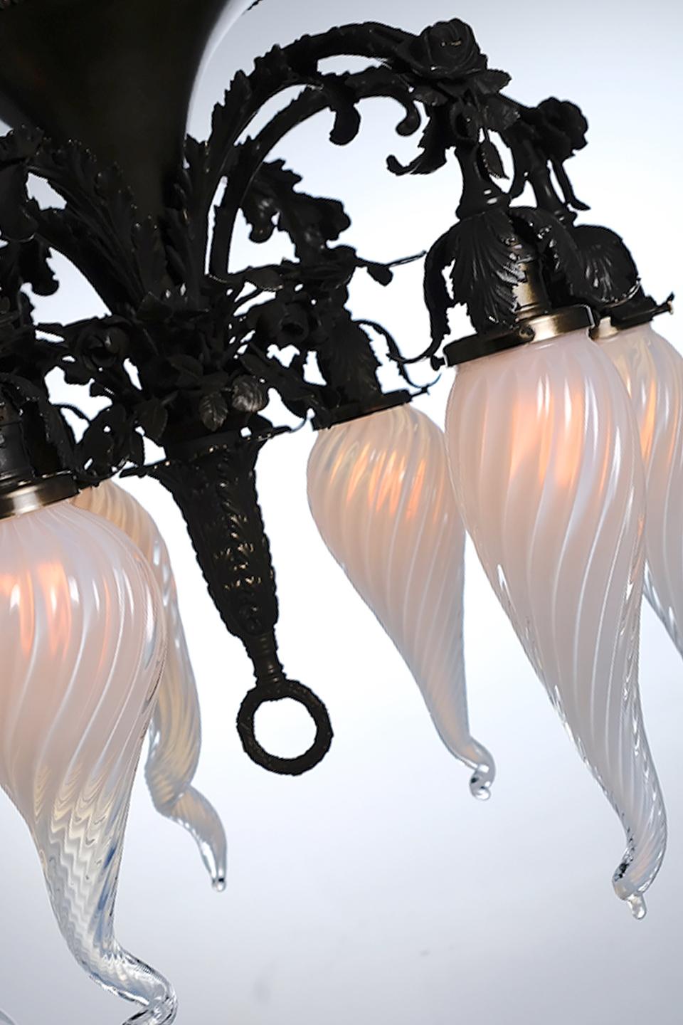 Empire Unique Hand Blown 6 Shade Floral Chandelier