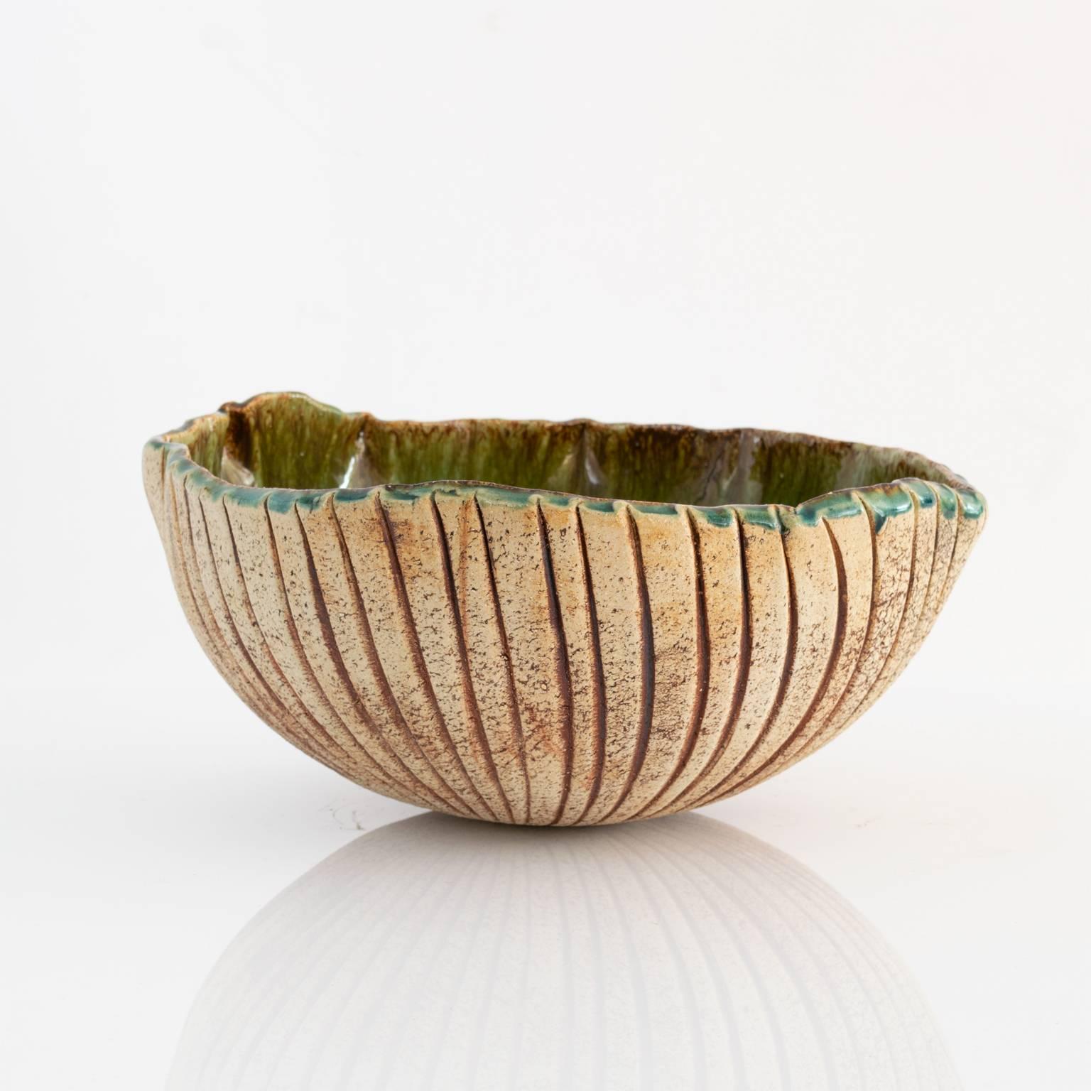 Scandinavian Modern Unique Hand Built Ceramic Bowl by Bengt Berglund for Gustavsberg