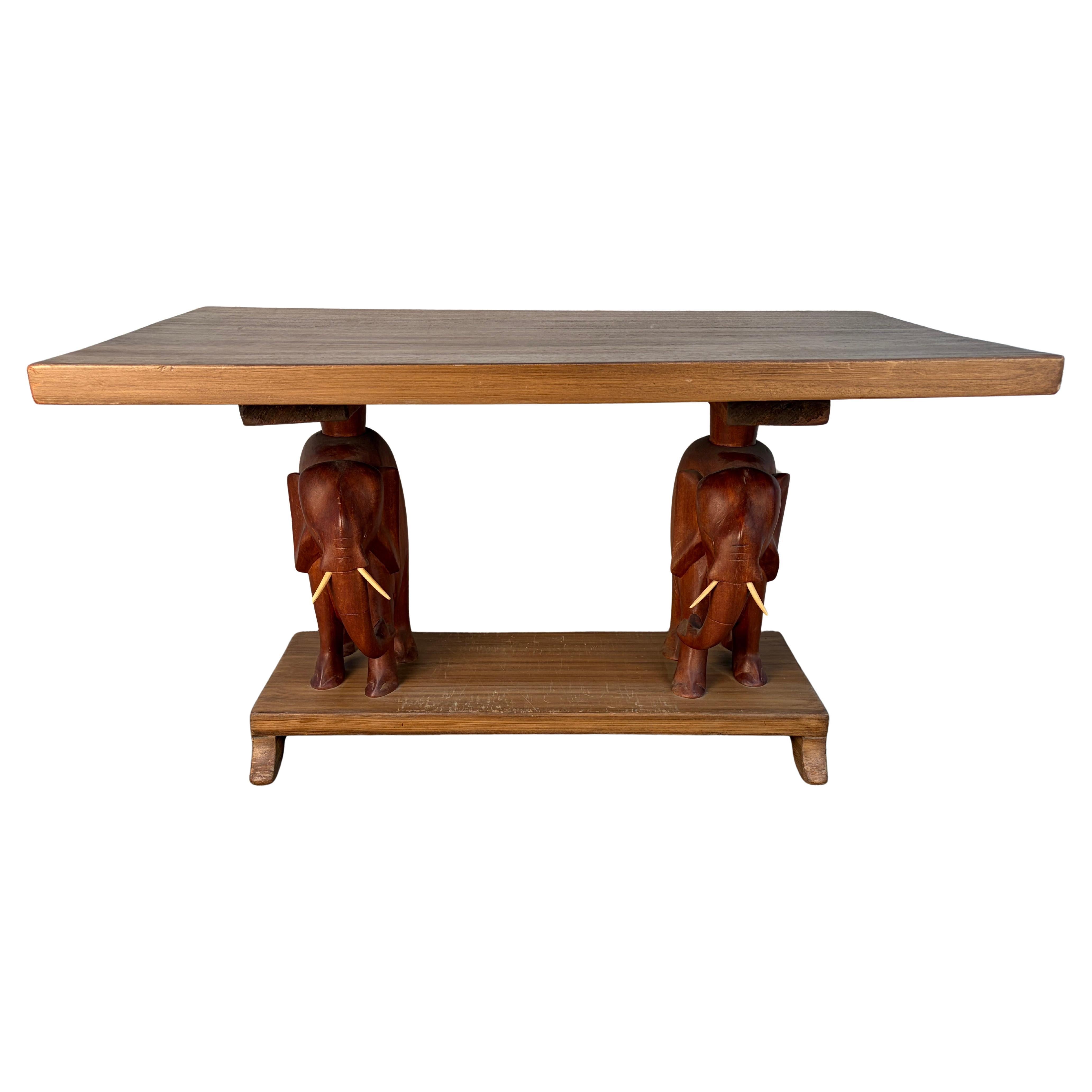 Unique Hand Carved African Elephant Console Table For Sale
