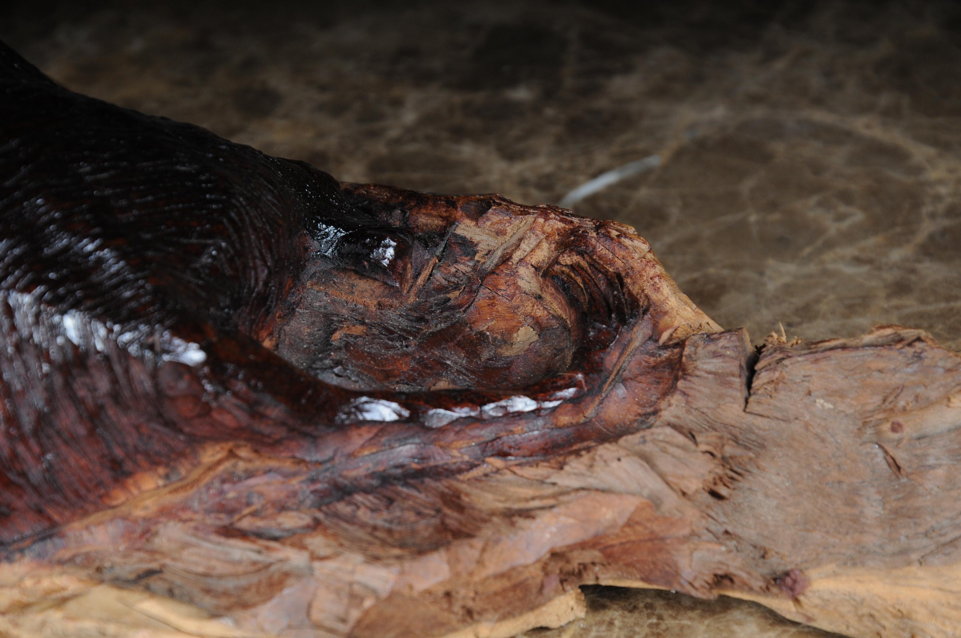Einzigartige handgeschnitzte Tierskulptur aus Massivholz Bison (Holz) im Angebot