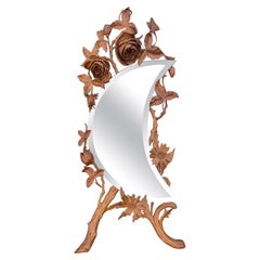 Specchio Art Carved unico e intagliato a mano - Rose, farfalle e Natural Elegance