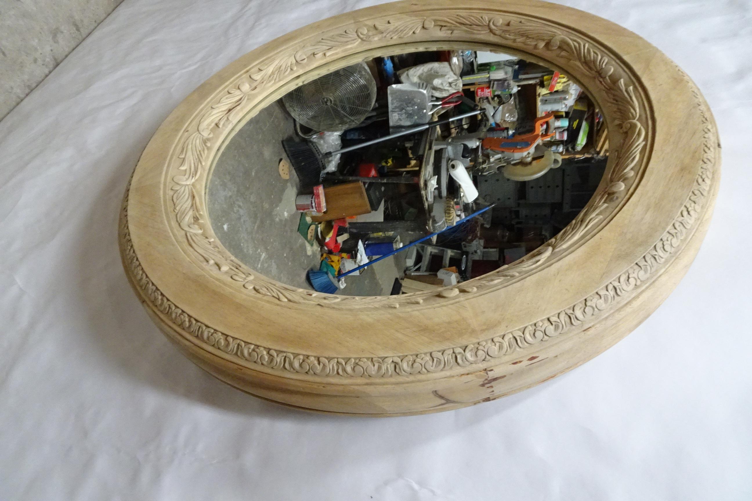 Late 20th Century Unique Hand Carved Round Wall Mirror For Sale